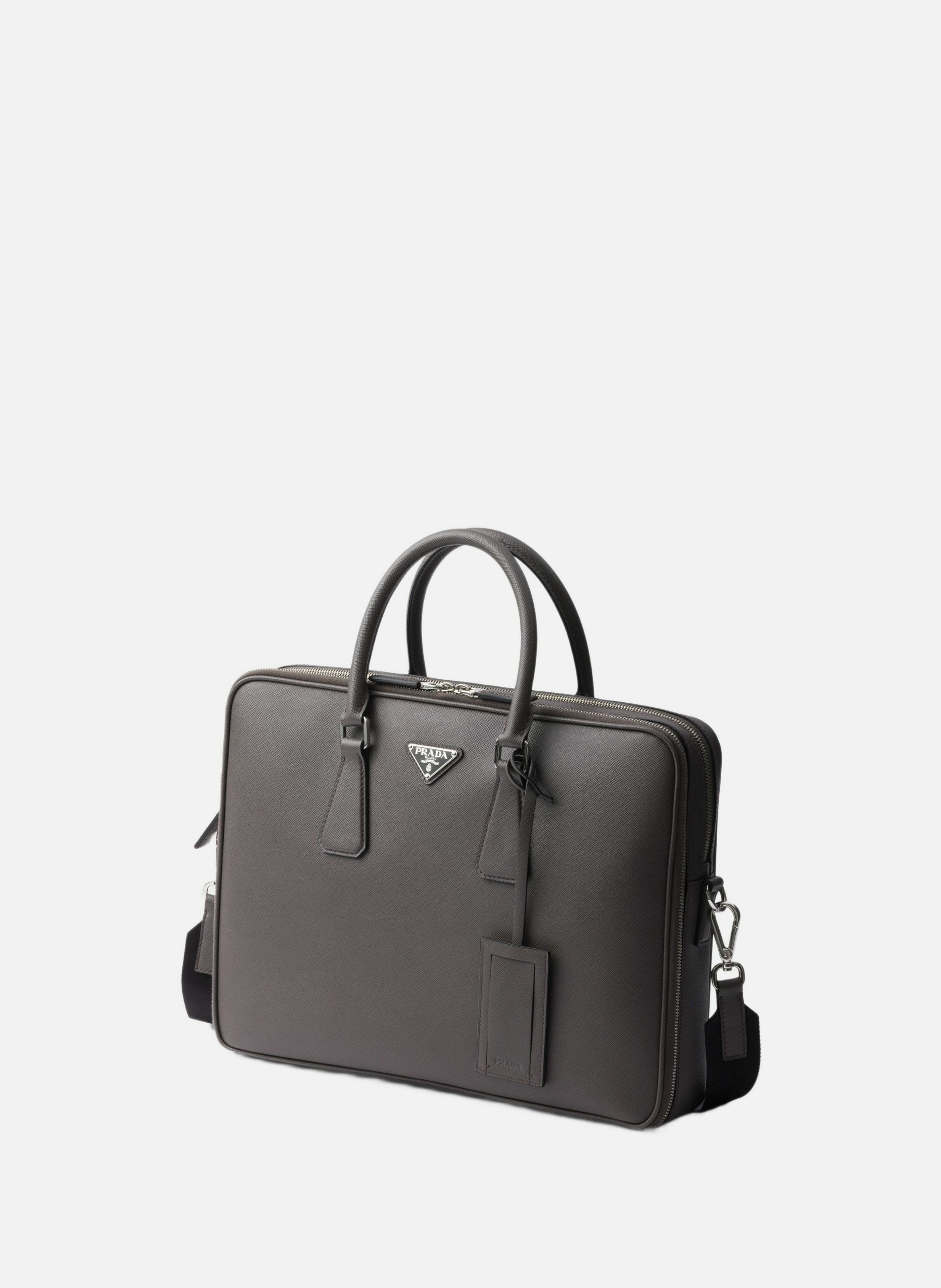 Mallette en cuir saffiano PRADA Gris