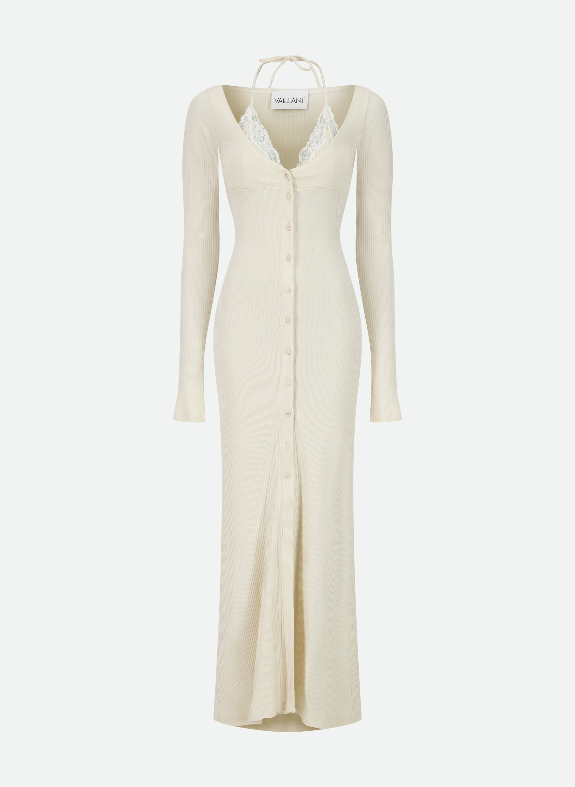 Robe en jersey côtelé avec soutien-gorge intégré VAILLANT Blanc