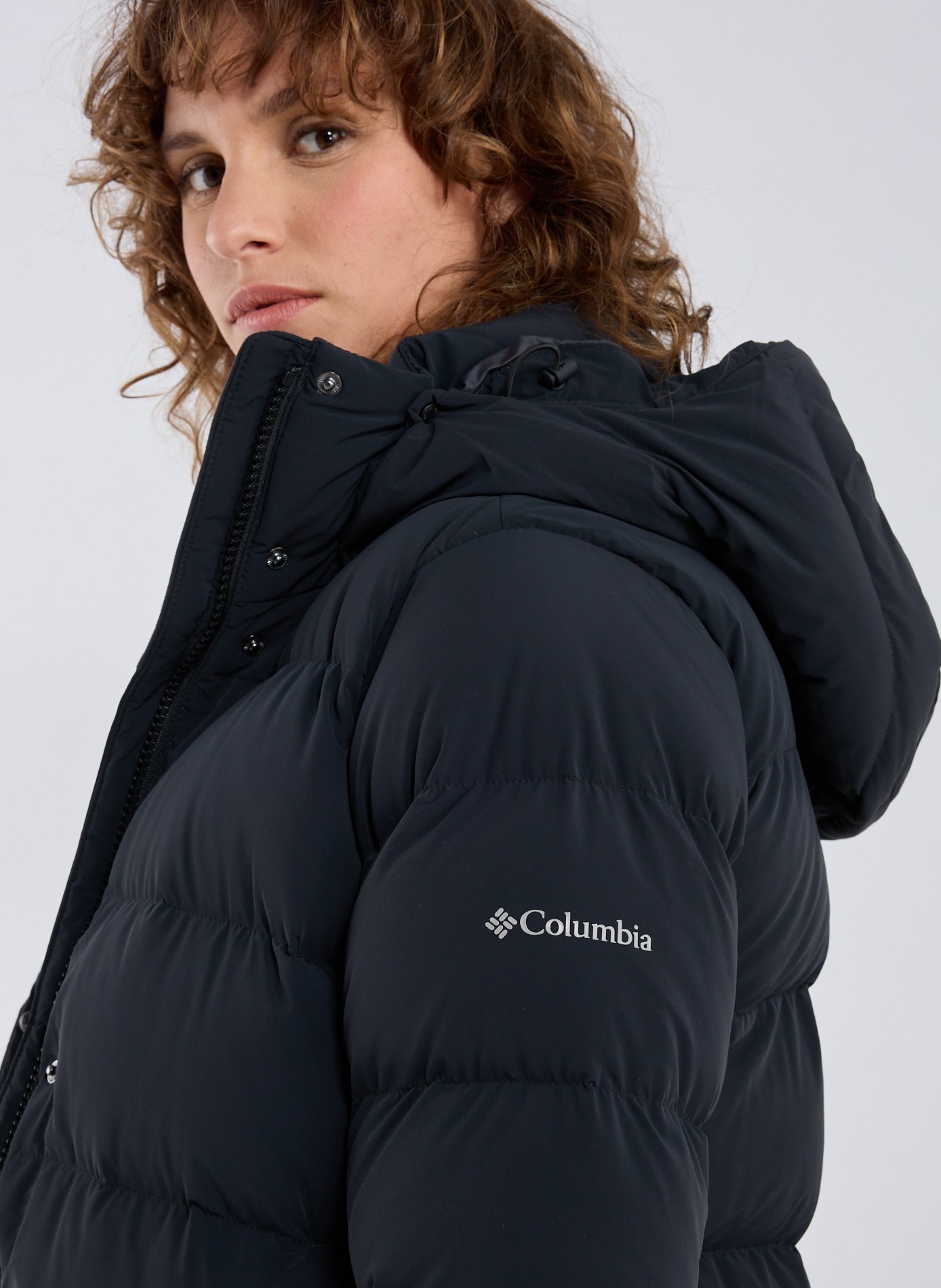 Long padded down jacket COLUMBIA Black