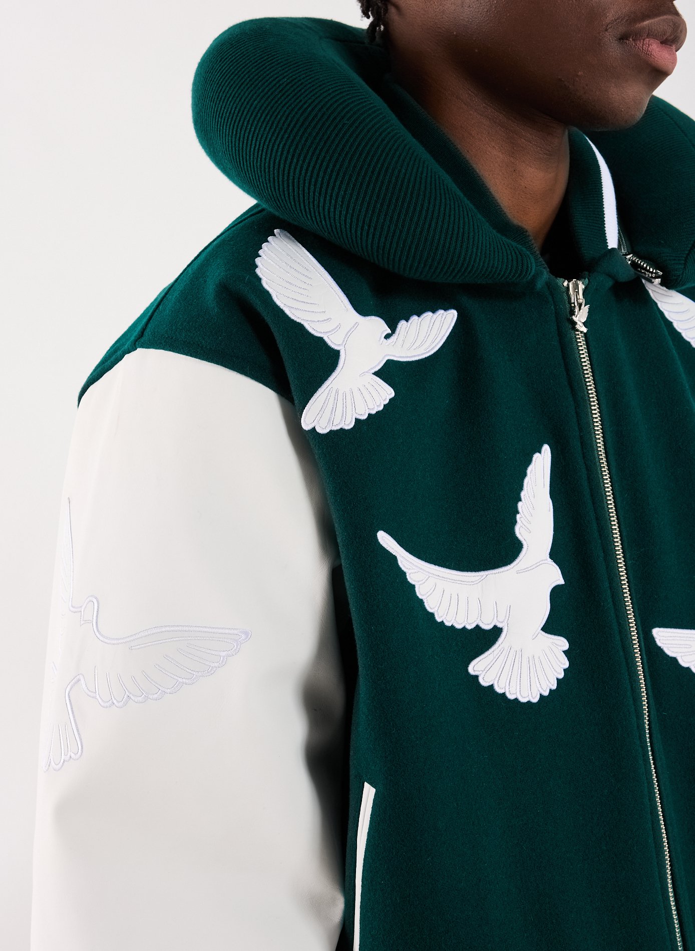 Wool varsity jacket with padded collar 3 PARADIS Green