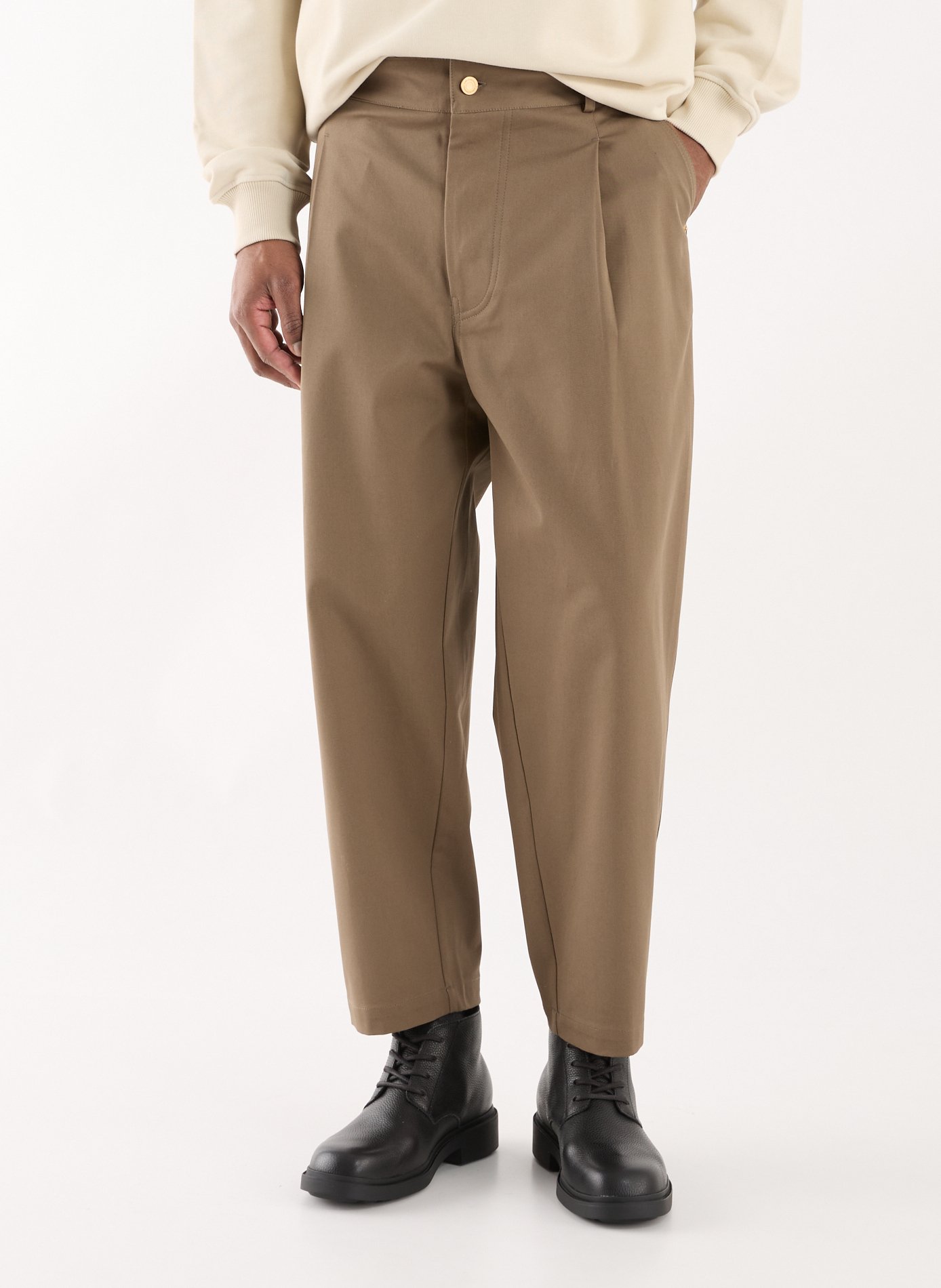 Cropped cotton-blend trousers DROLE DE MONSIEUR Brown