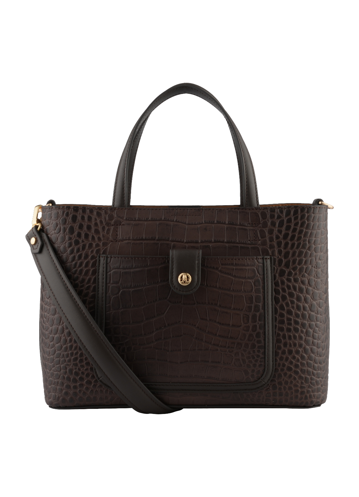 Bride croco  porté main marron POURCHET Marron