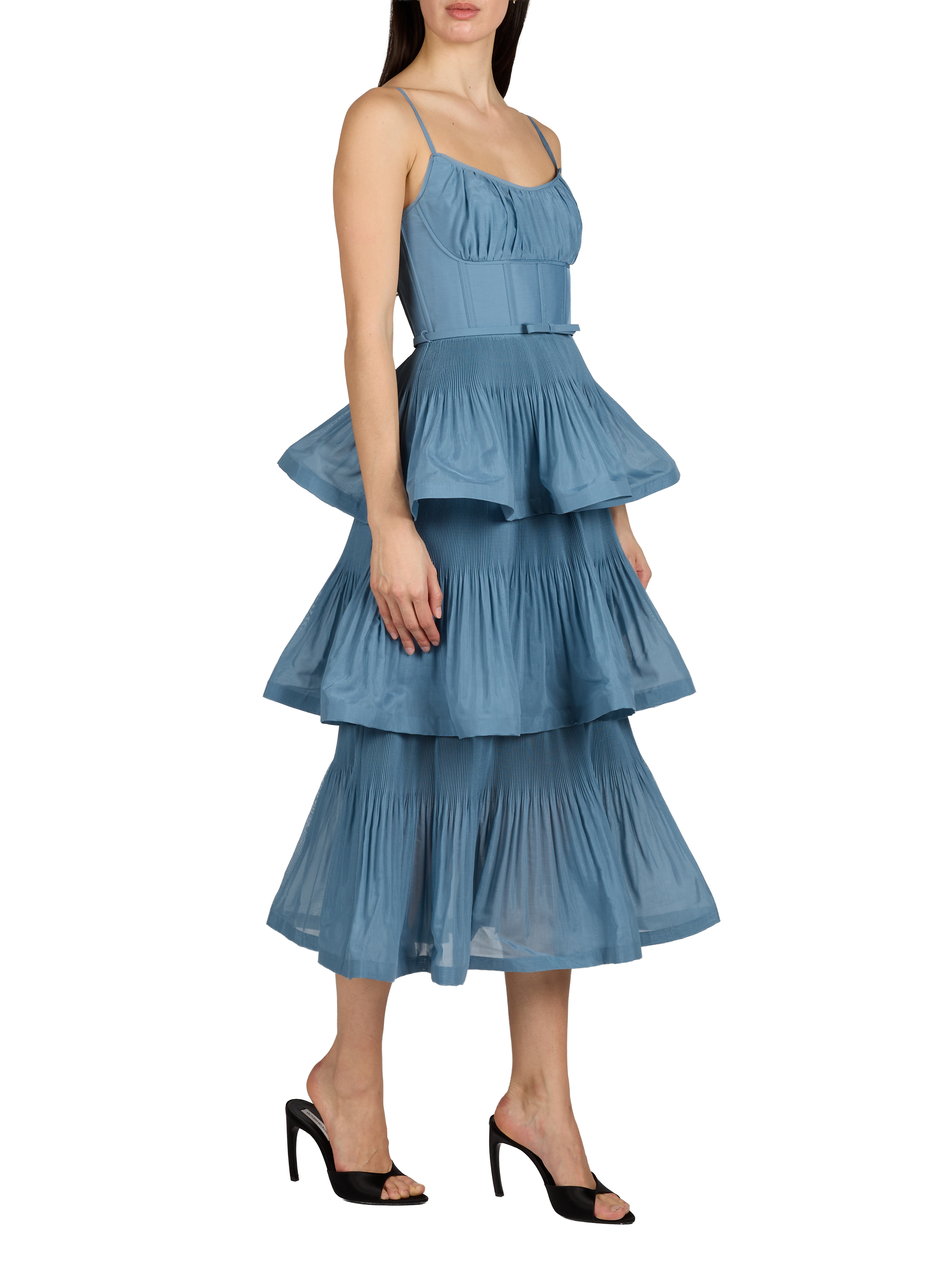 Pleated midi dress with ruffles ZIMMERMANN Blue