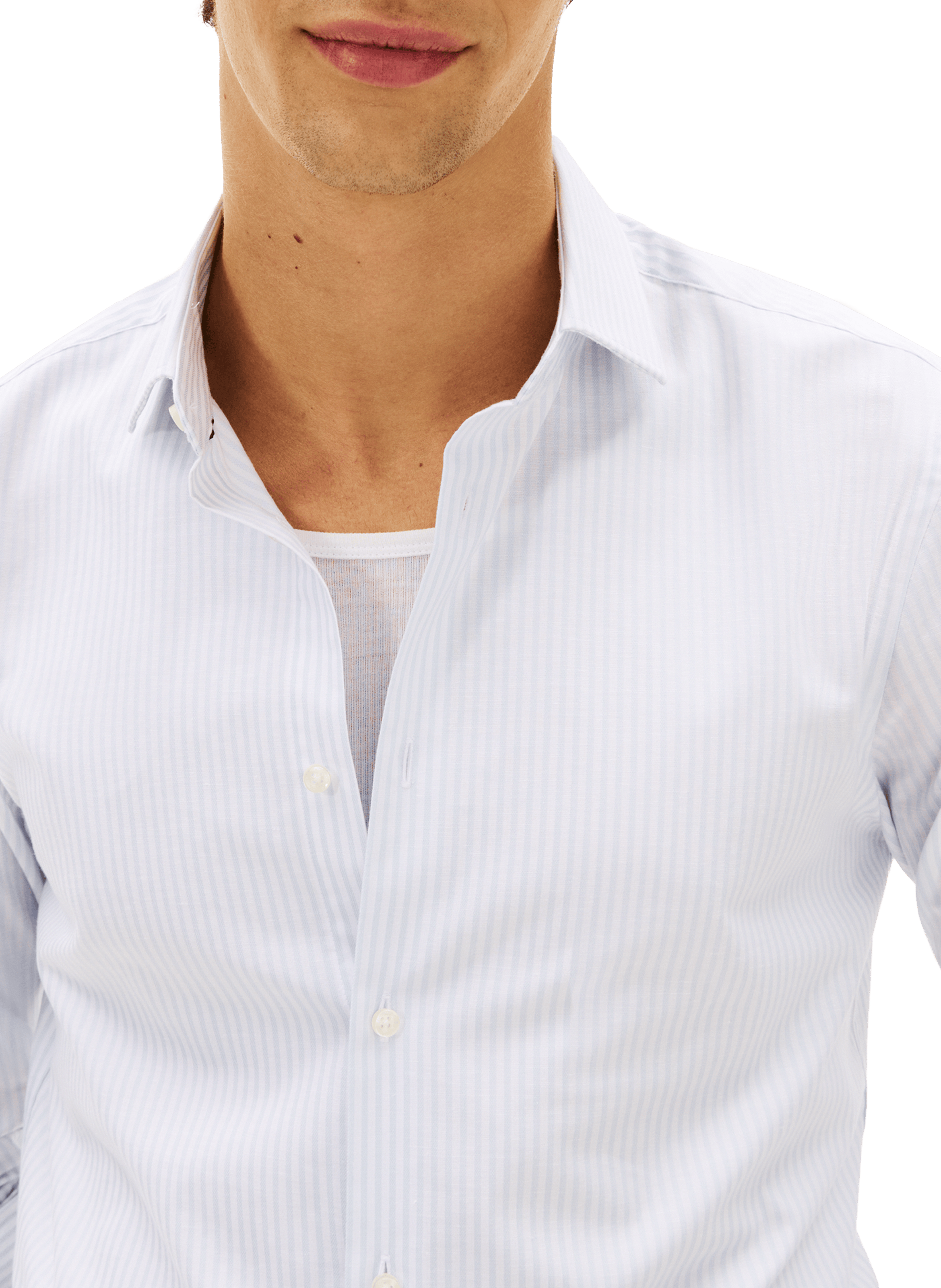 Chemise rayée en coton et lin TOMMY HILFIGER Bleu