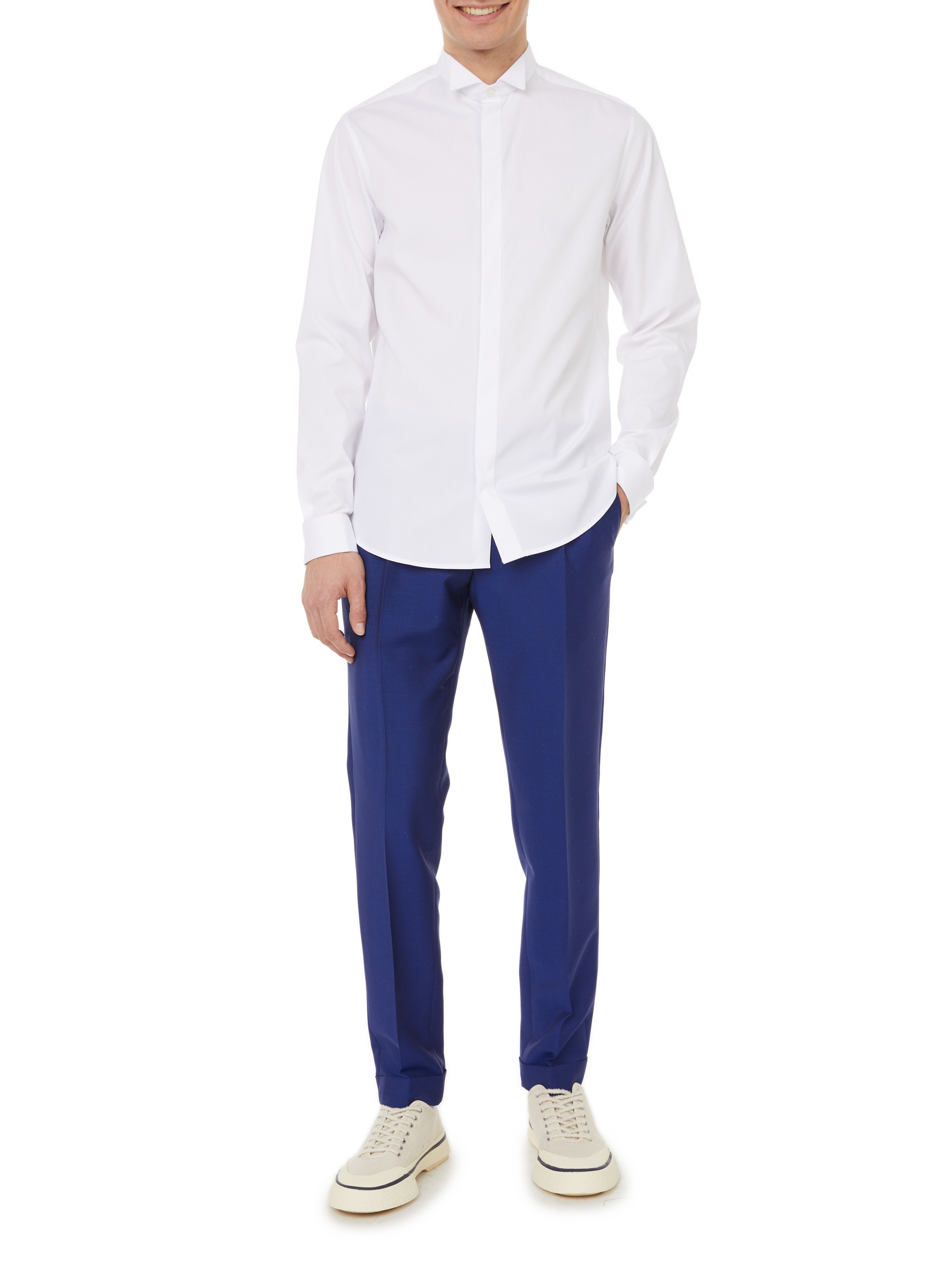 Chemise slim en popeline de coton AU PRINTEMPS PARIS Blanc
