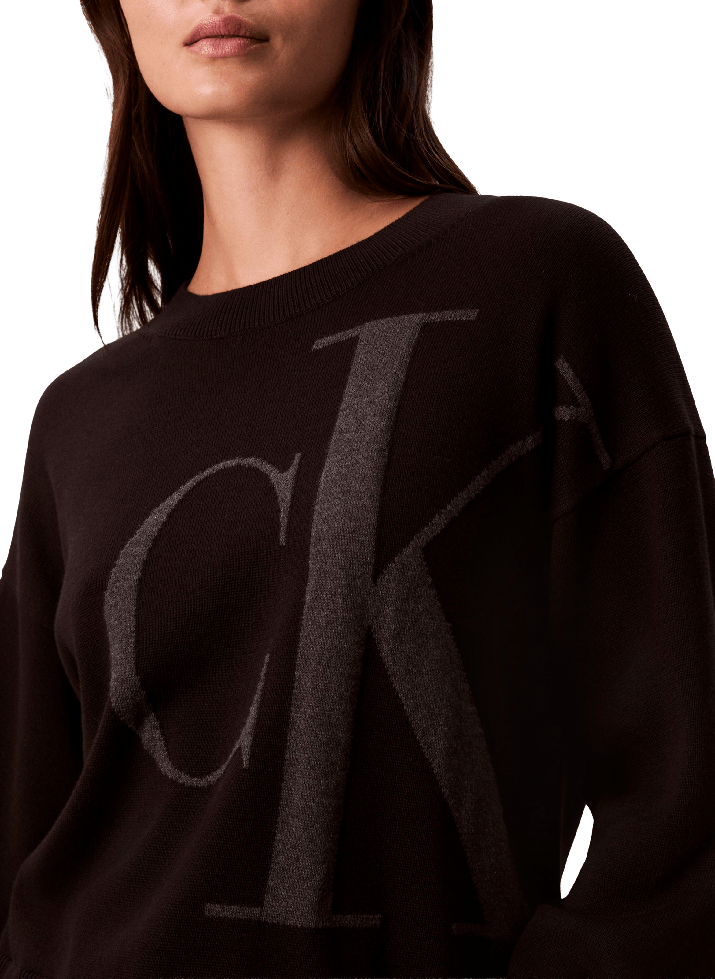 Short printed cotton sweater CALVIN KLEIN Black