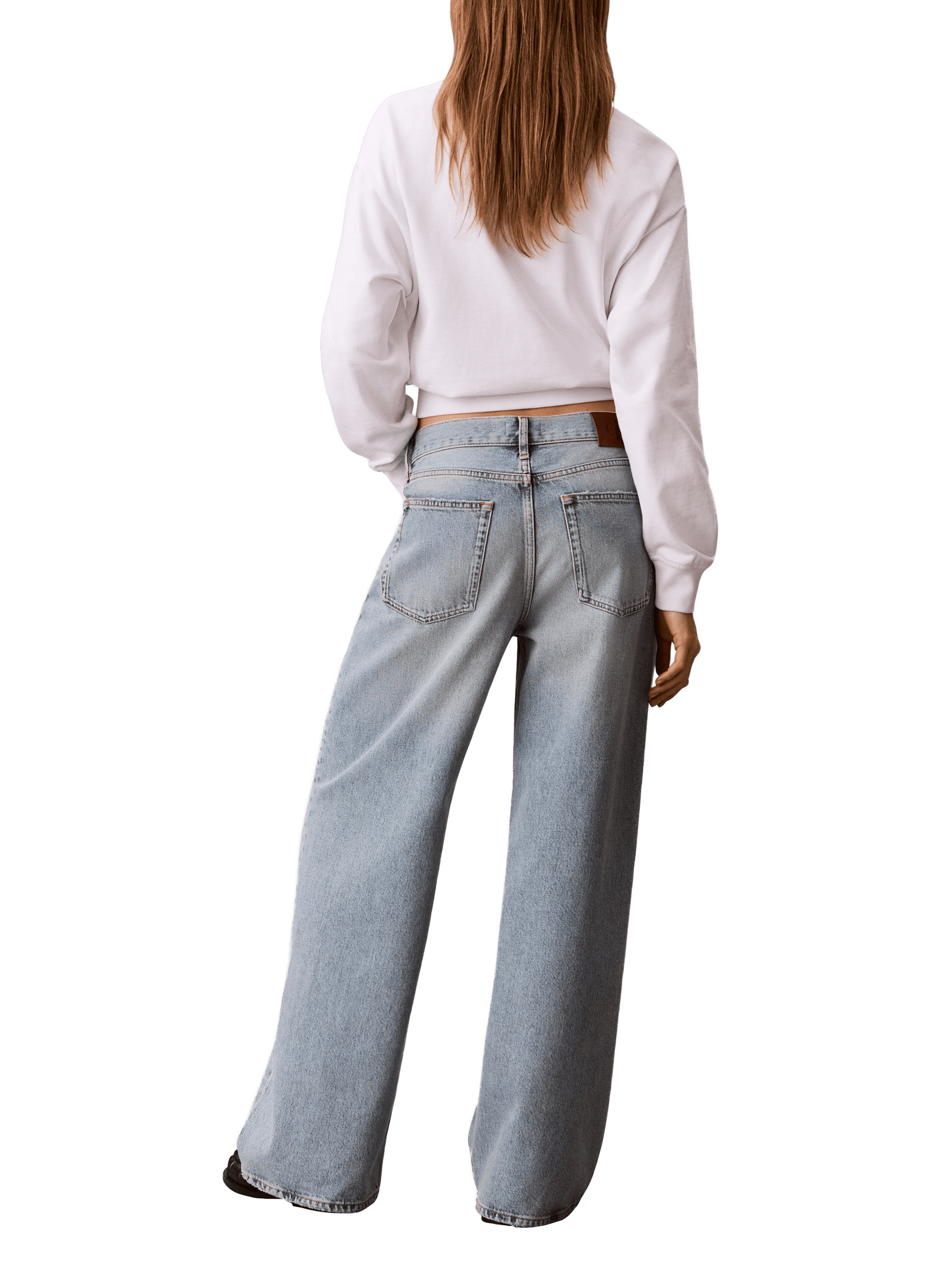 Jean ample délavé en coton CALVIN KLEIN Bleu