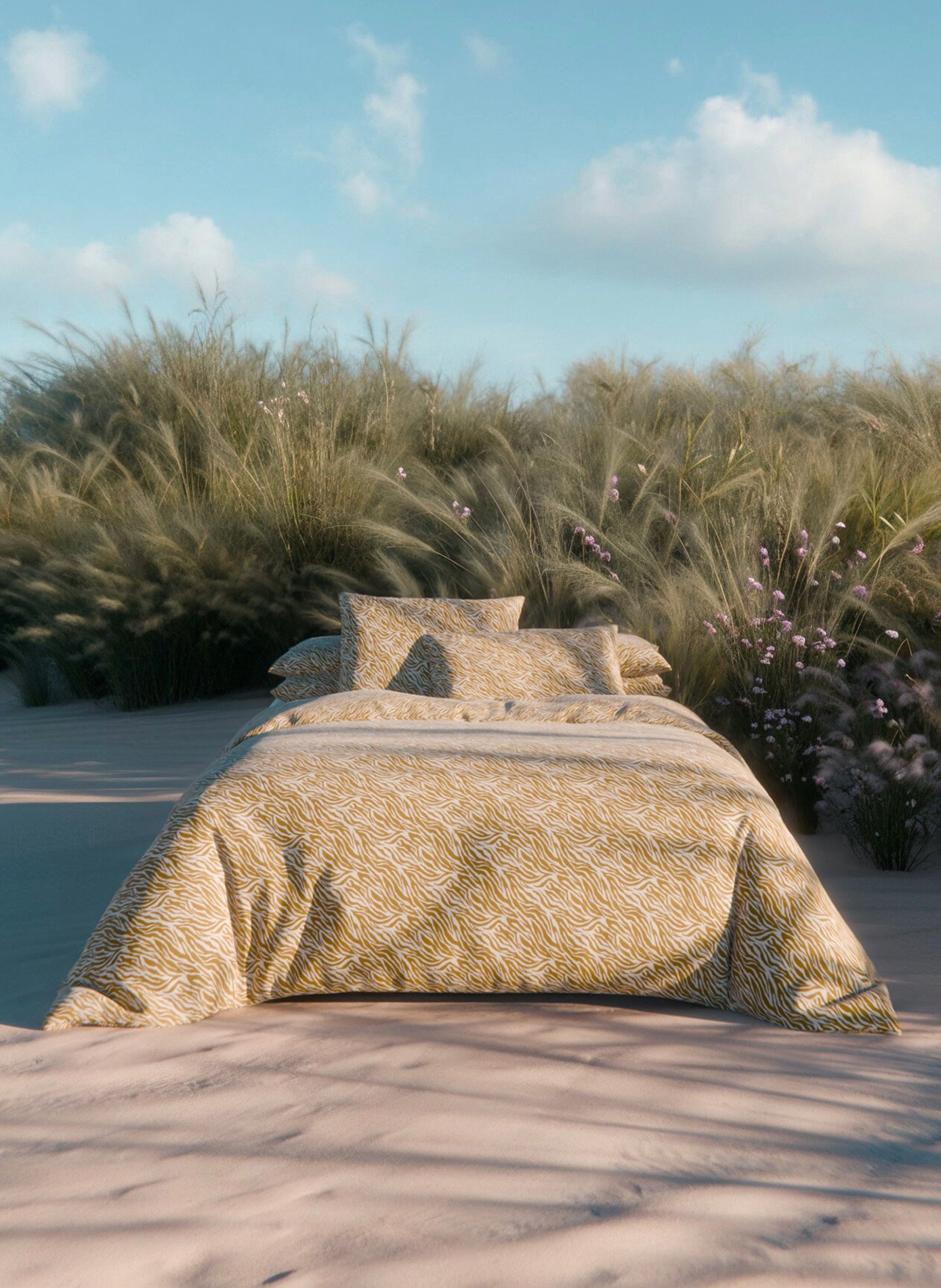 Pack housse de couette + taie(s) d'oreiller le zebre ANNE DE SOLENE Marron