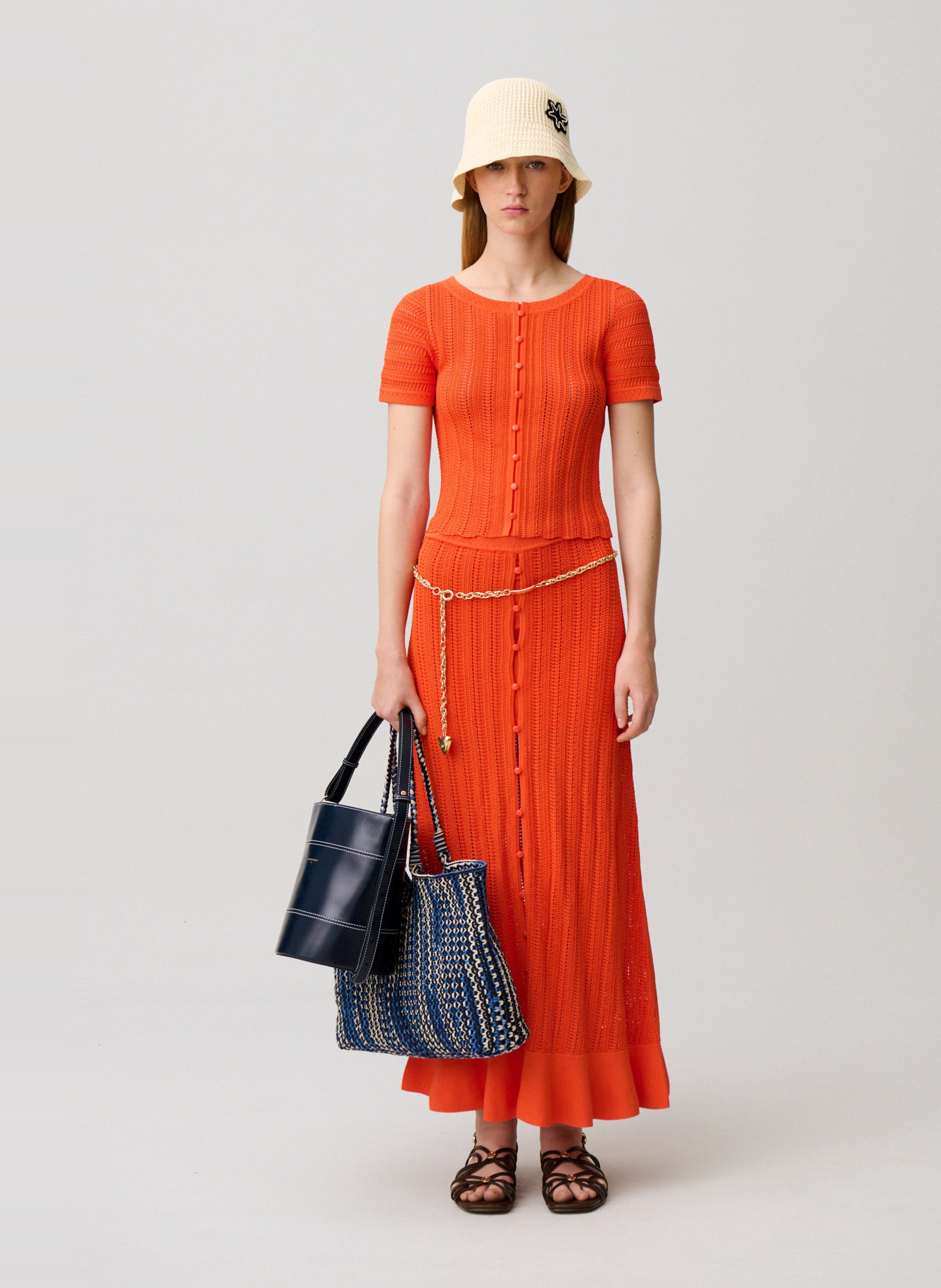 Top droit col rond en maille CLAUDIE PIERLOT Orange