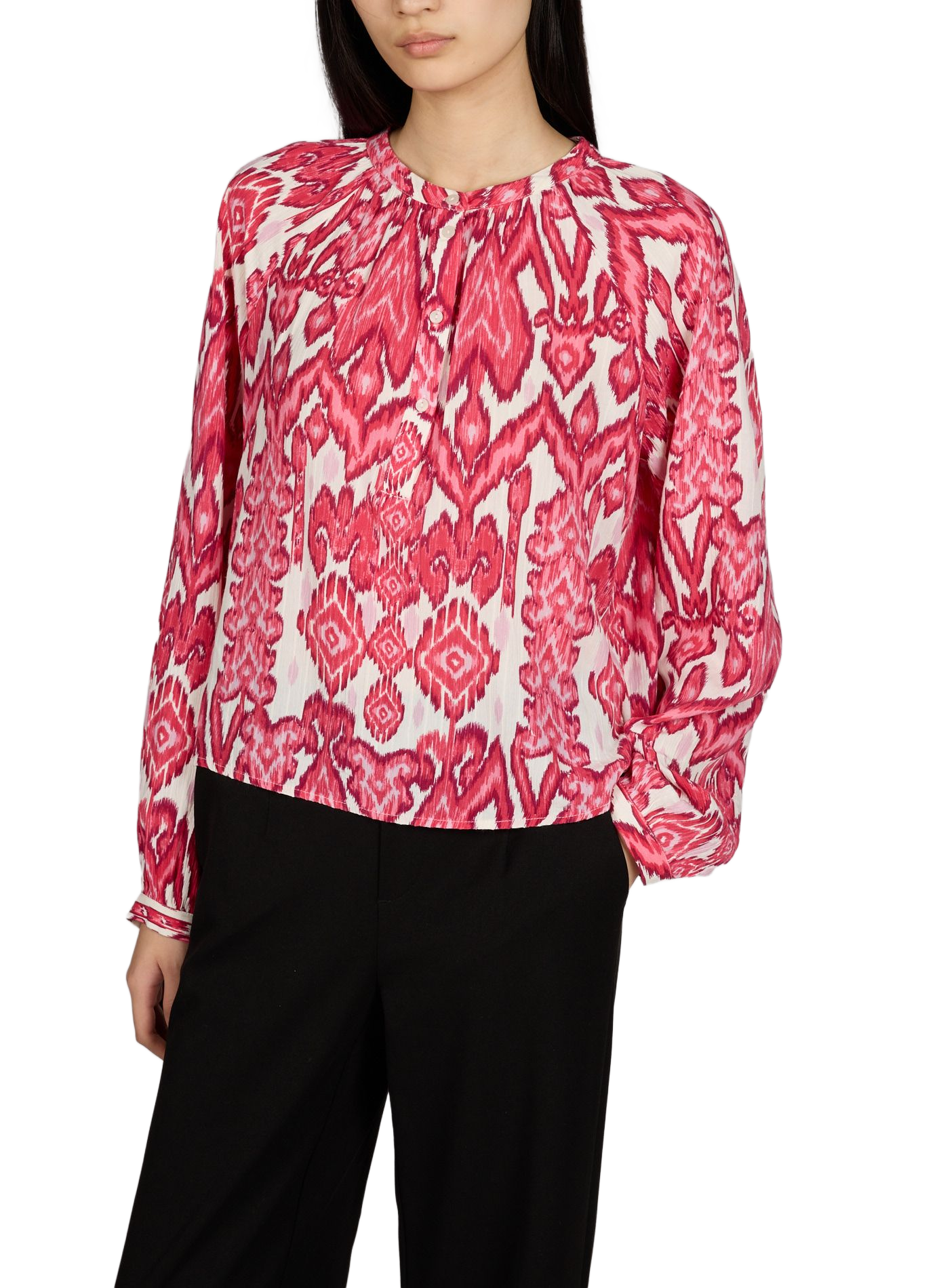 Top fluide imprimé à manches longues VILA Beige