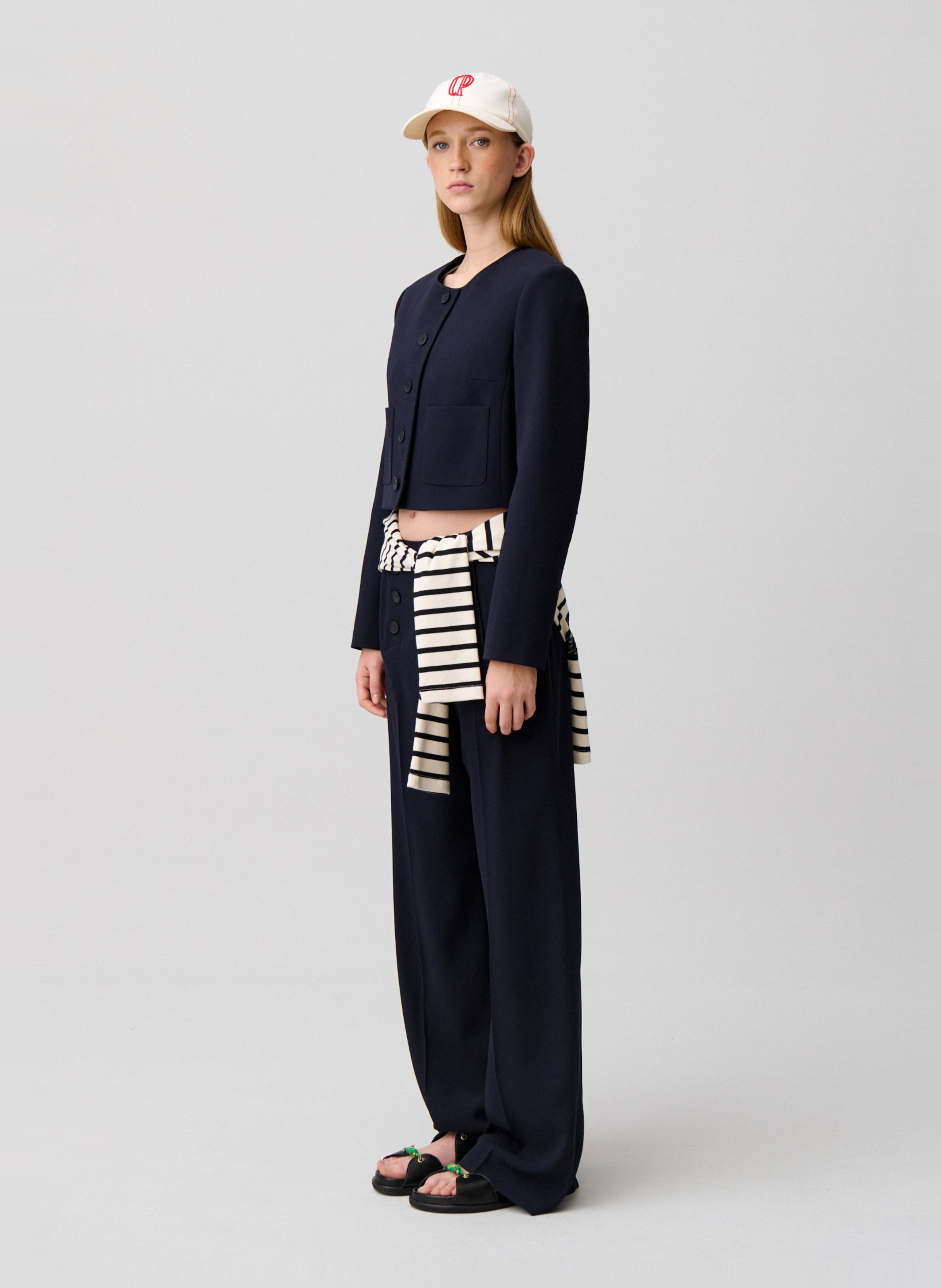 Veste boutonnée col rond unie CLAUDIE PIERLOT Bleu