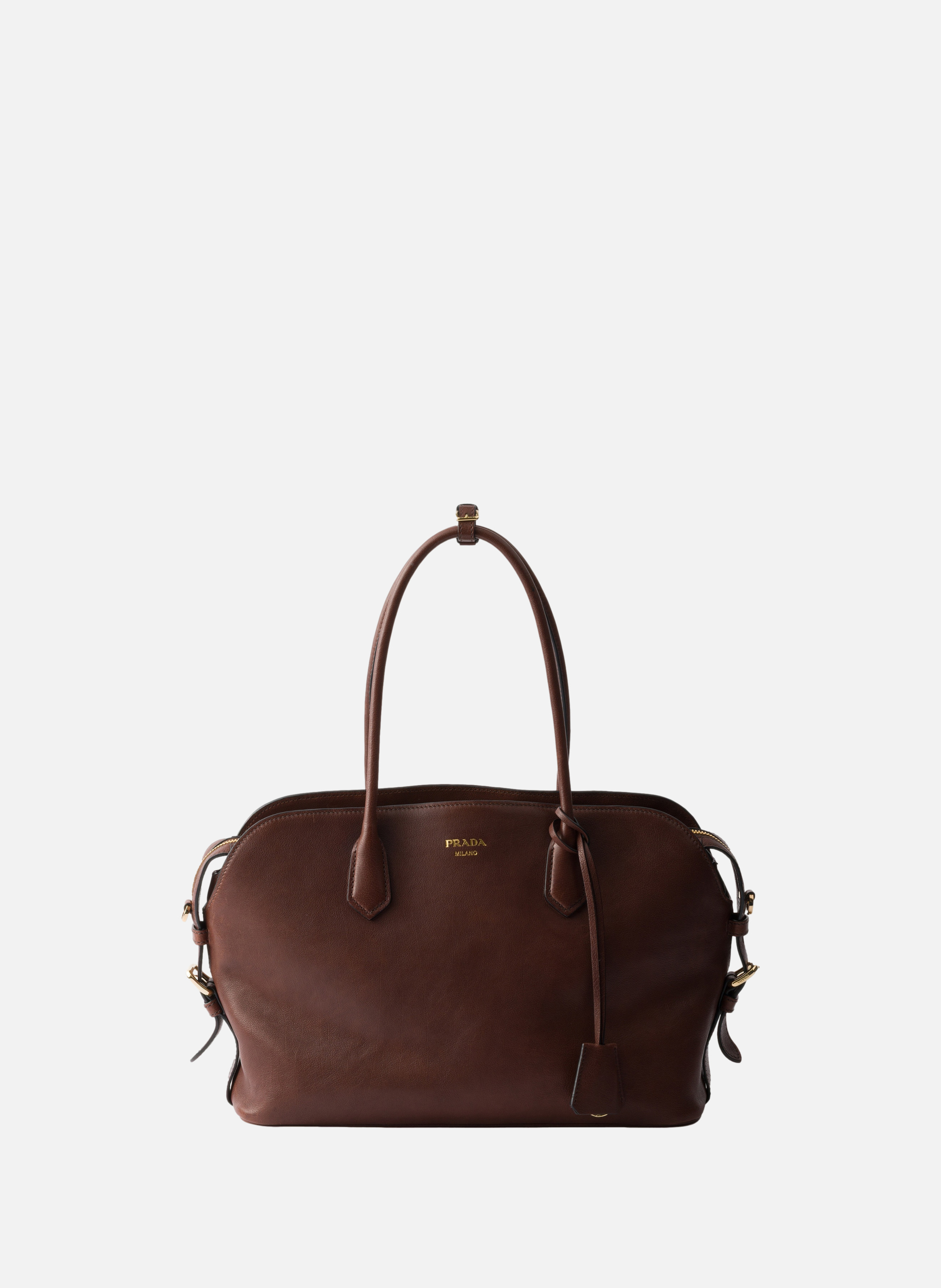 Grand cabas en cuir PRADA Marron