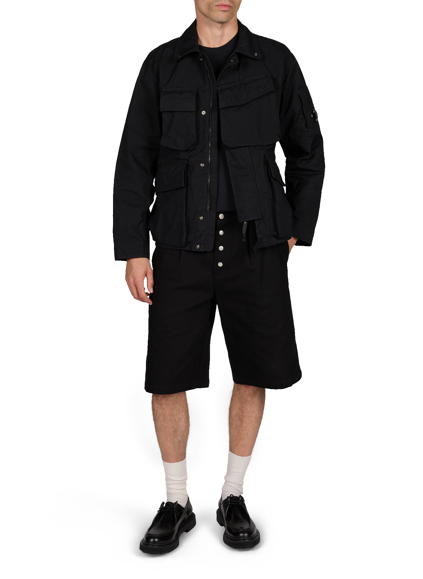 Veste droite multi poches à col montant CP COMPANY Noir