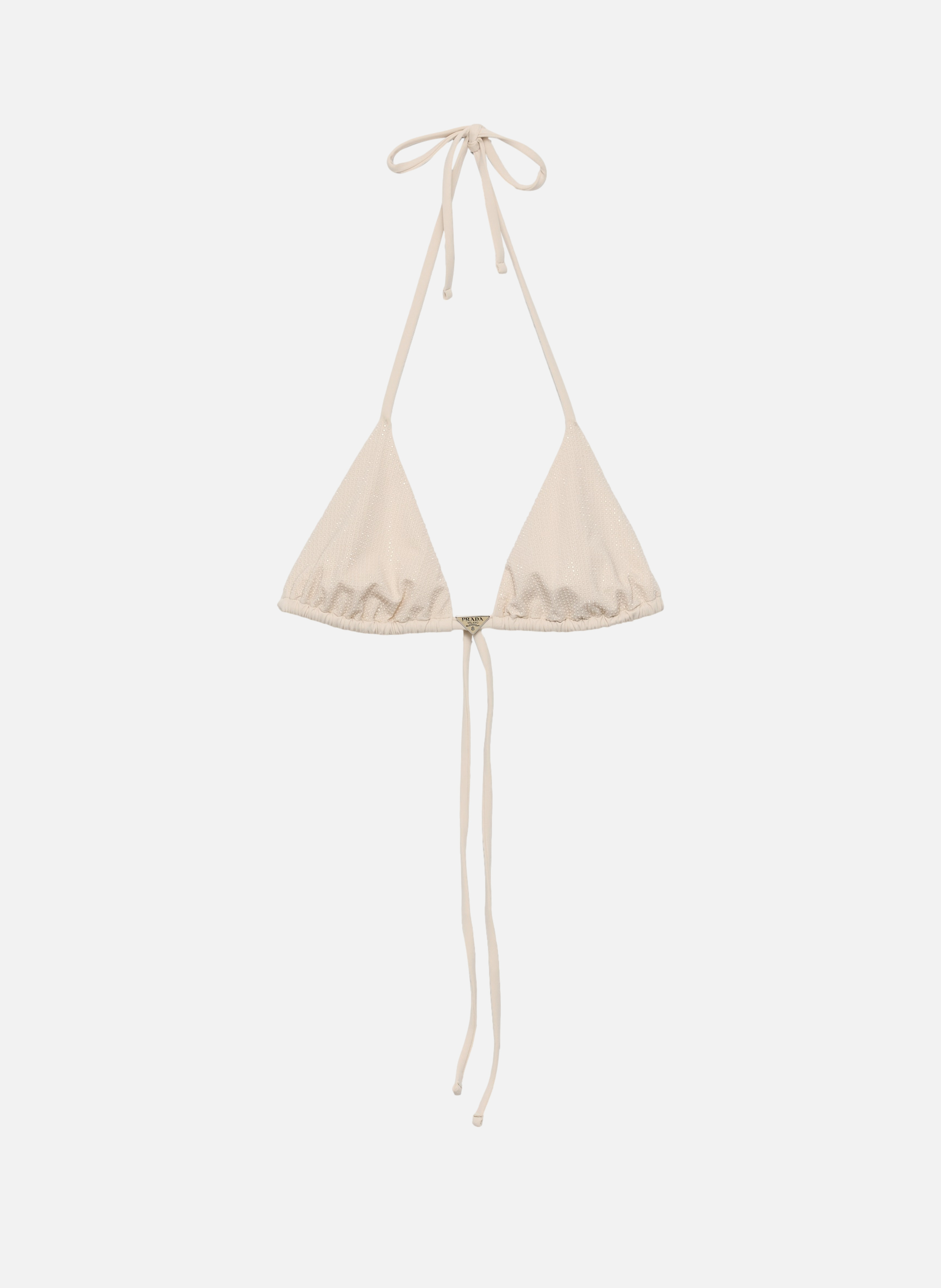 Haut de bikini triangle en jersey avec strass PRADA Rose