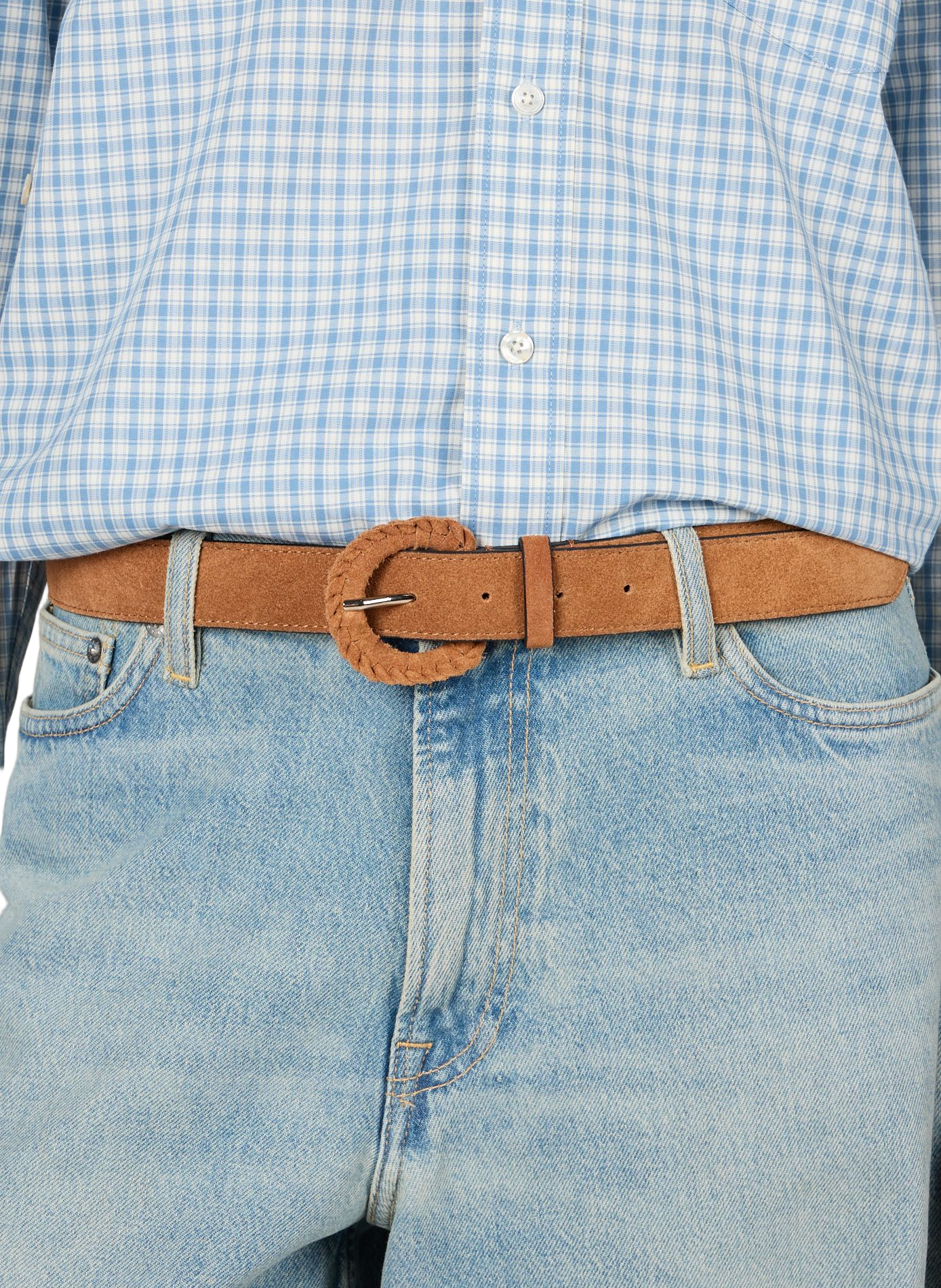 Vilana suede leather belt VILA Brown