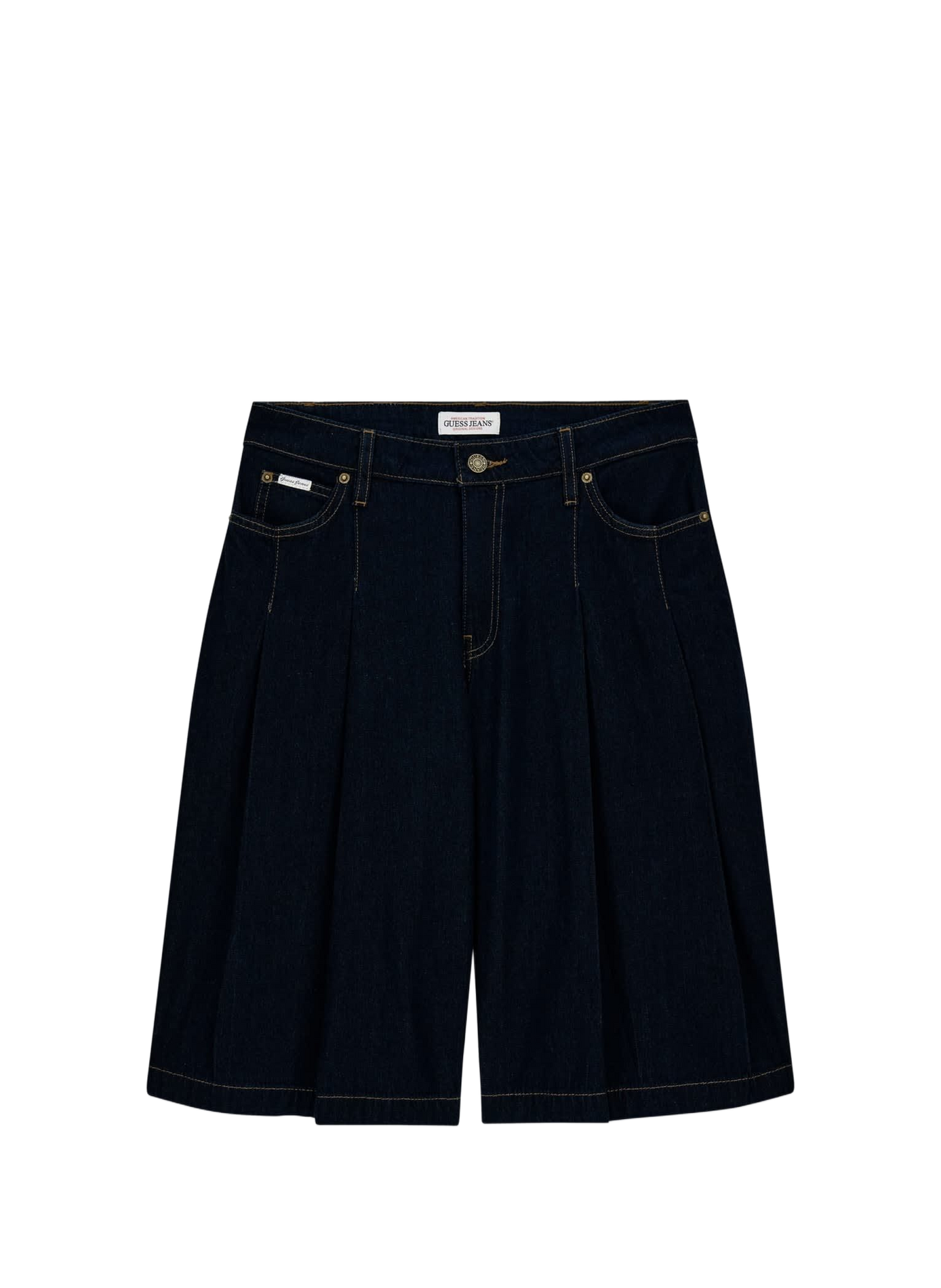 Mid-rise cotton denim Bermuda shorts GUESS Black