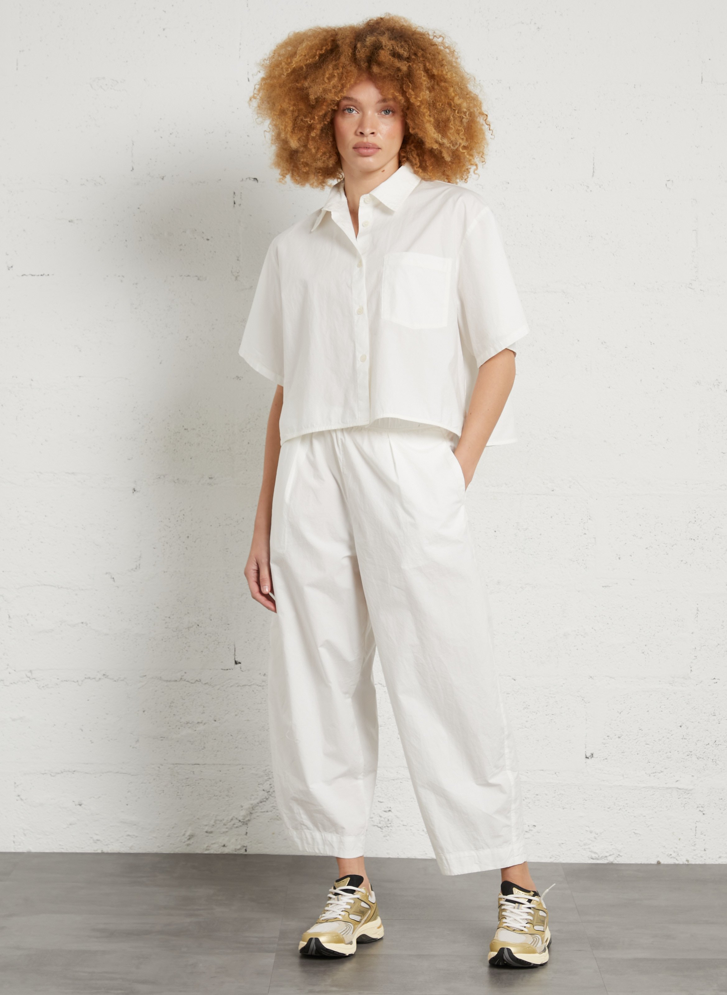 Jogging large taille haute uni bailow AMERICAN VINTAGE Blanc