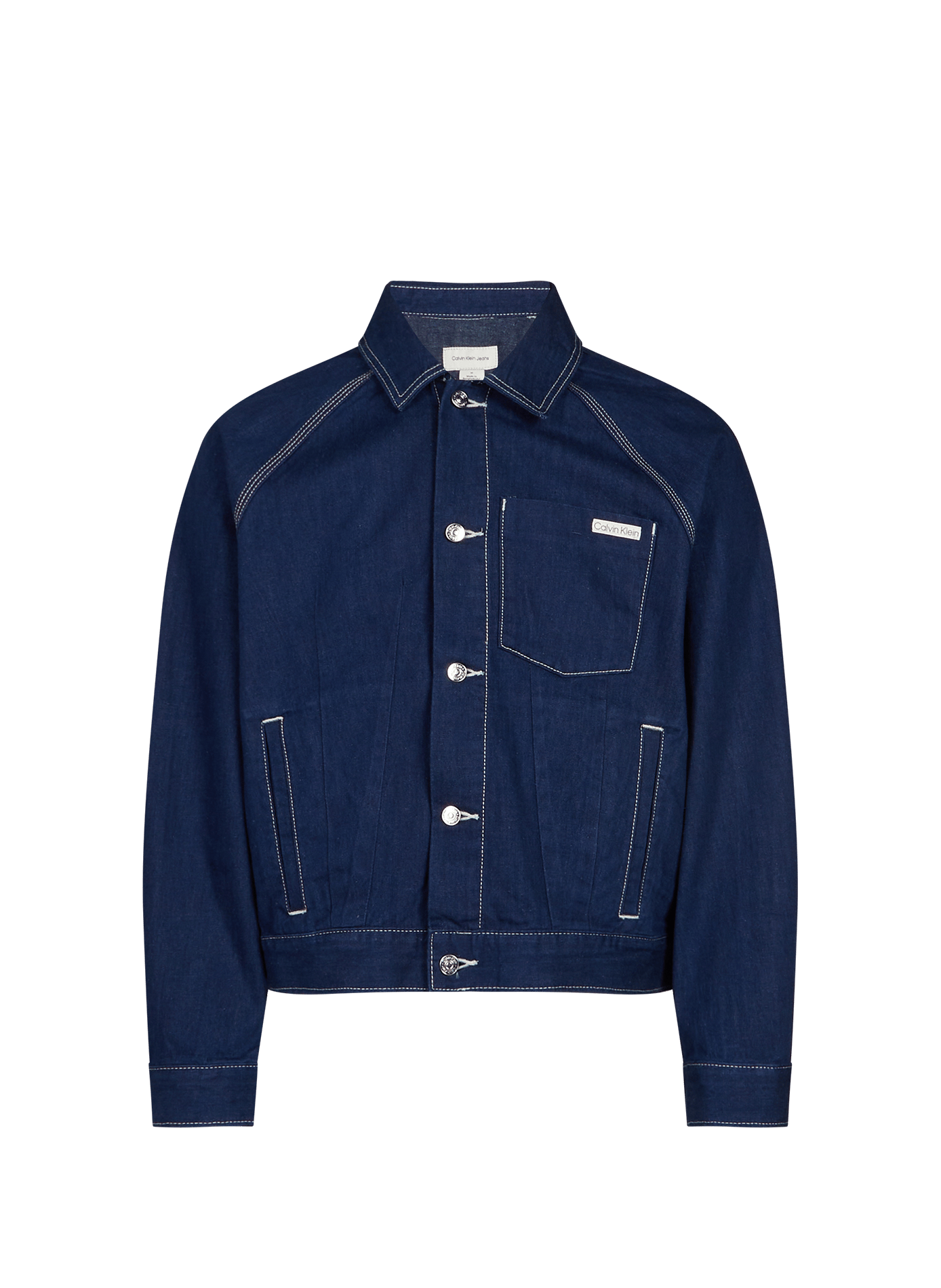 Jacket with contrasting topstitching in mixed cotton. CALVIN KLEIN Blue