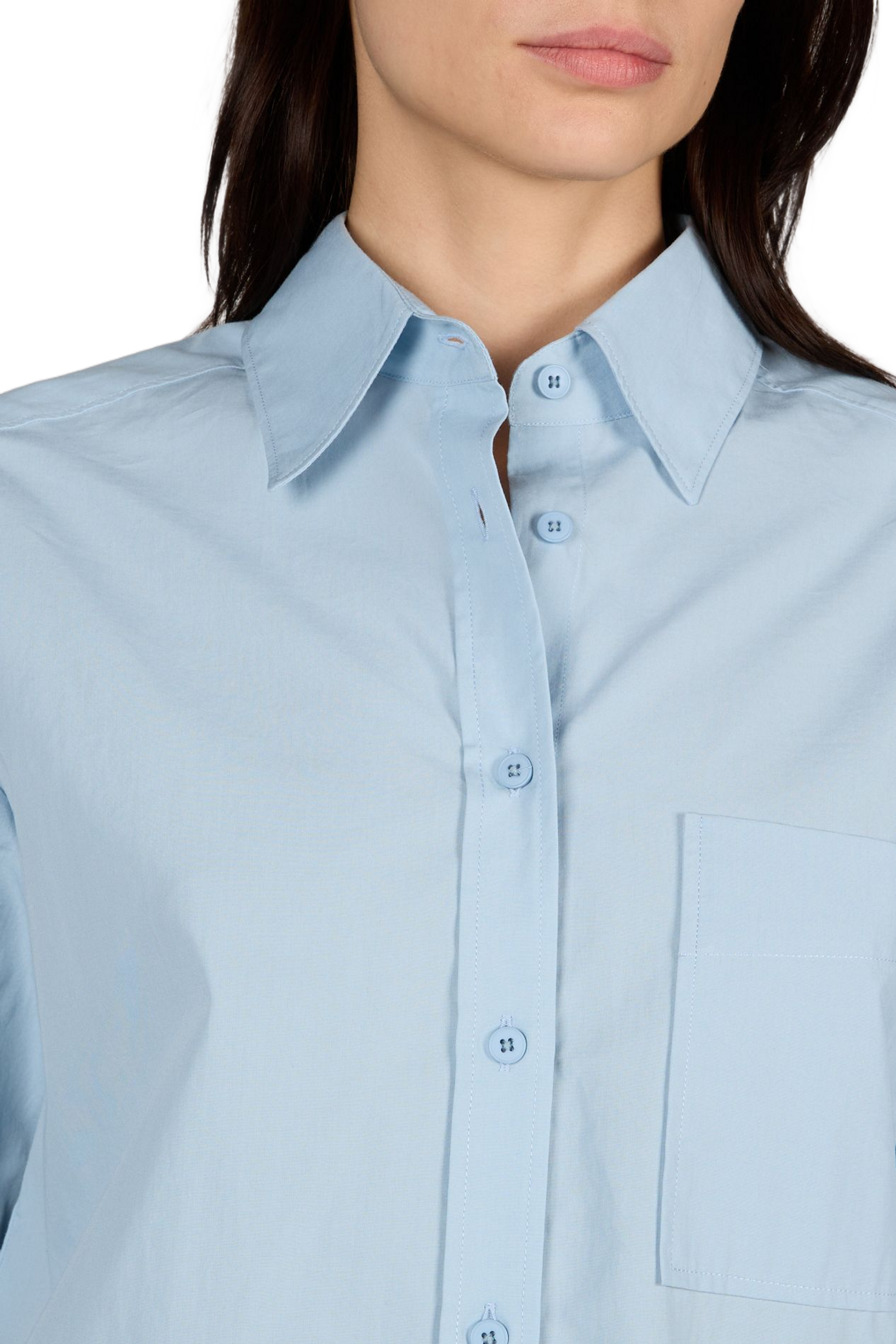 Chemise unie à broderie au dos en coton CLOSED Bleu