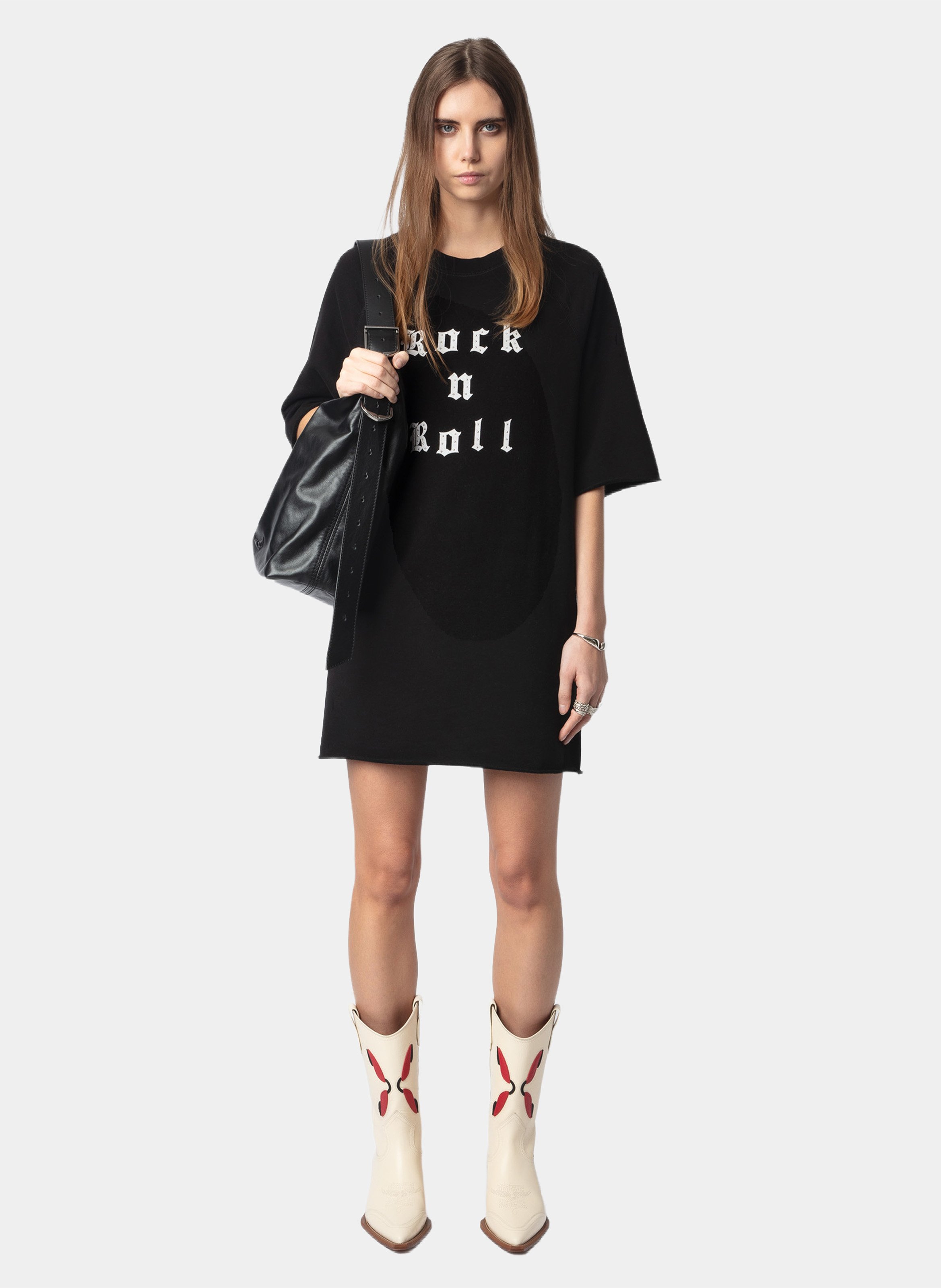 Kurzes T-Shirt-Kleid mit Aufschrift "Grace" ZADIG&VOLTAIRE Schwarz