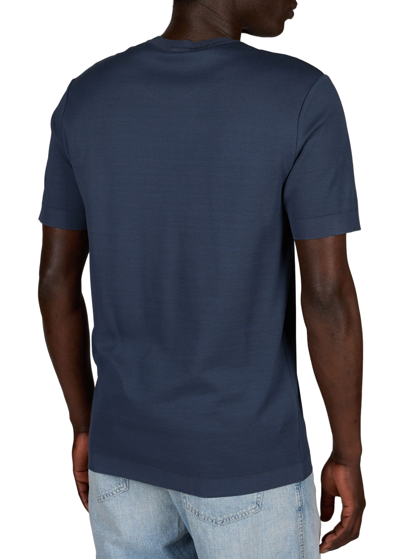 T-Shirt aus Baumwolle in einfarbigem geradem Schnitt ETON Blau