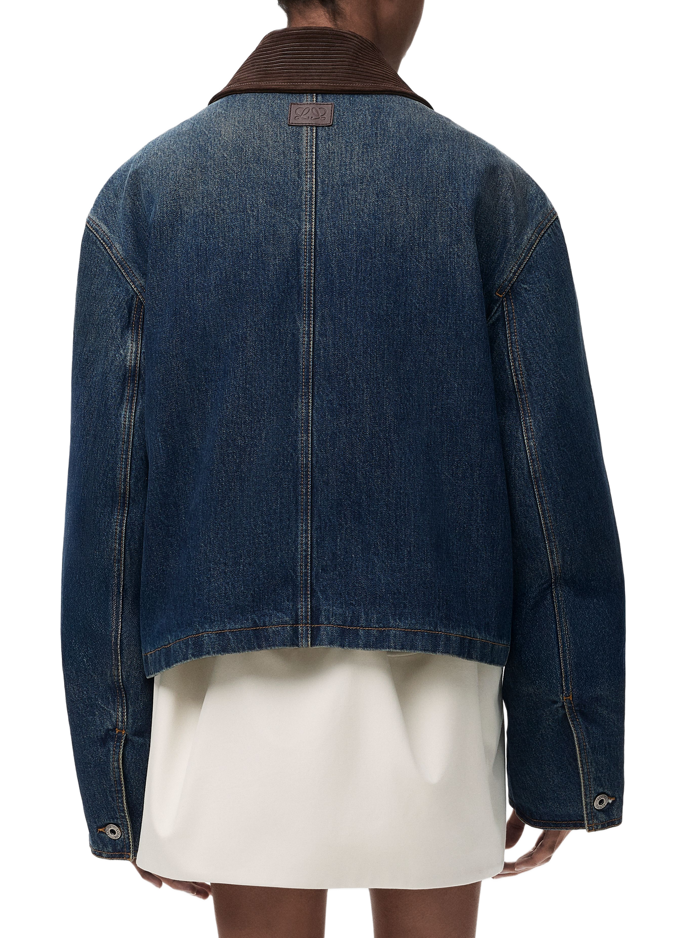 Kurzer Parka mit kontrastierendem Kragen aus Baumwoll-Denim LOEWE Blau