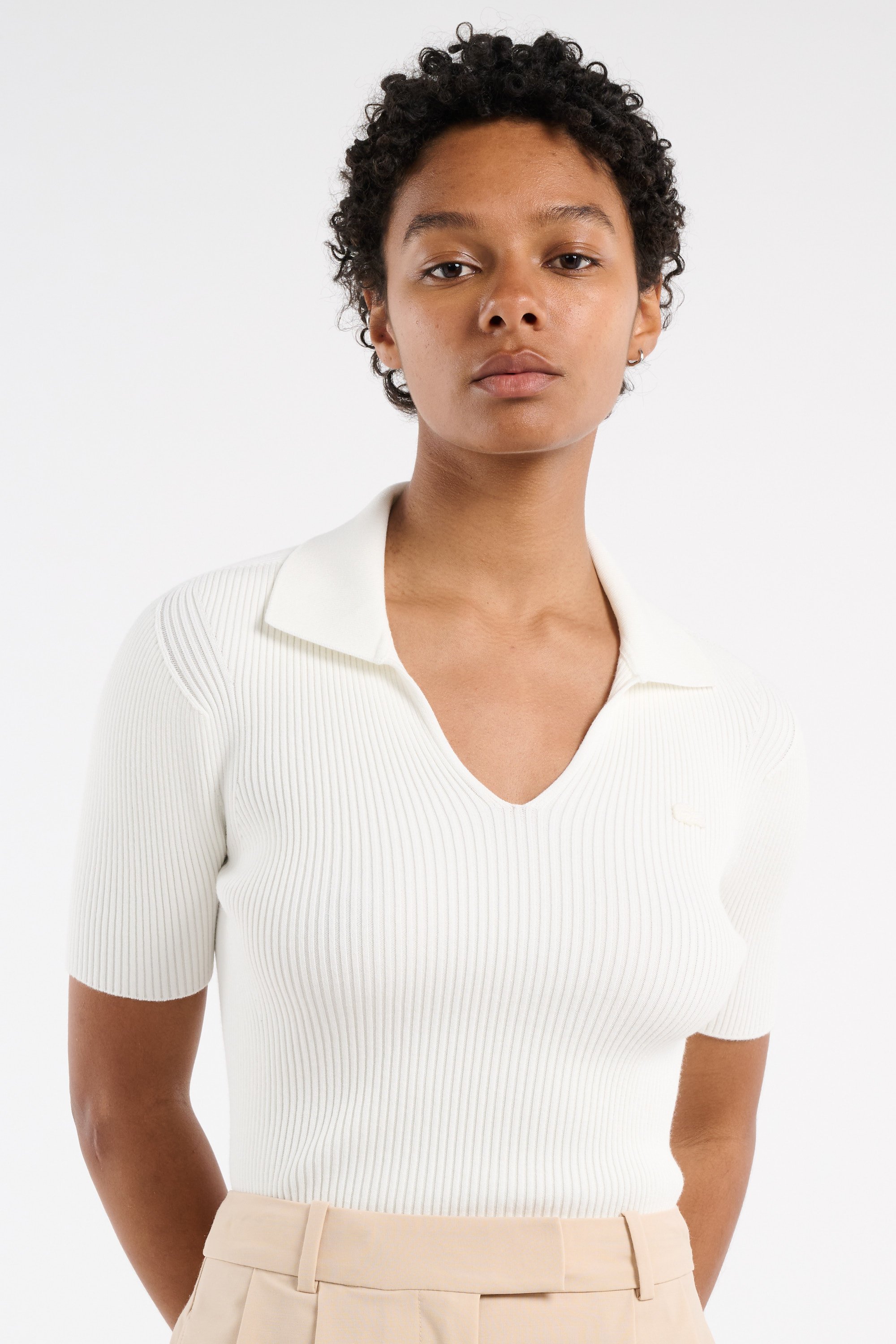 Polo tricot LACOSTE Blanc