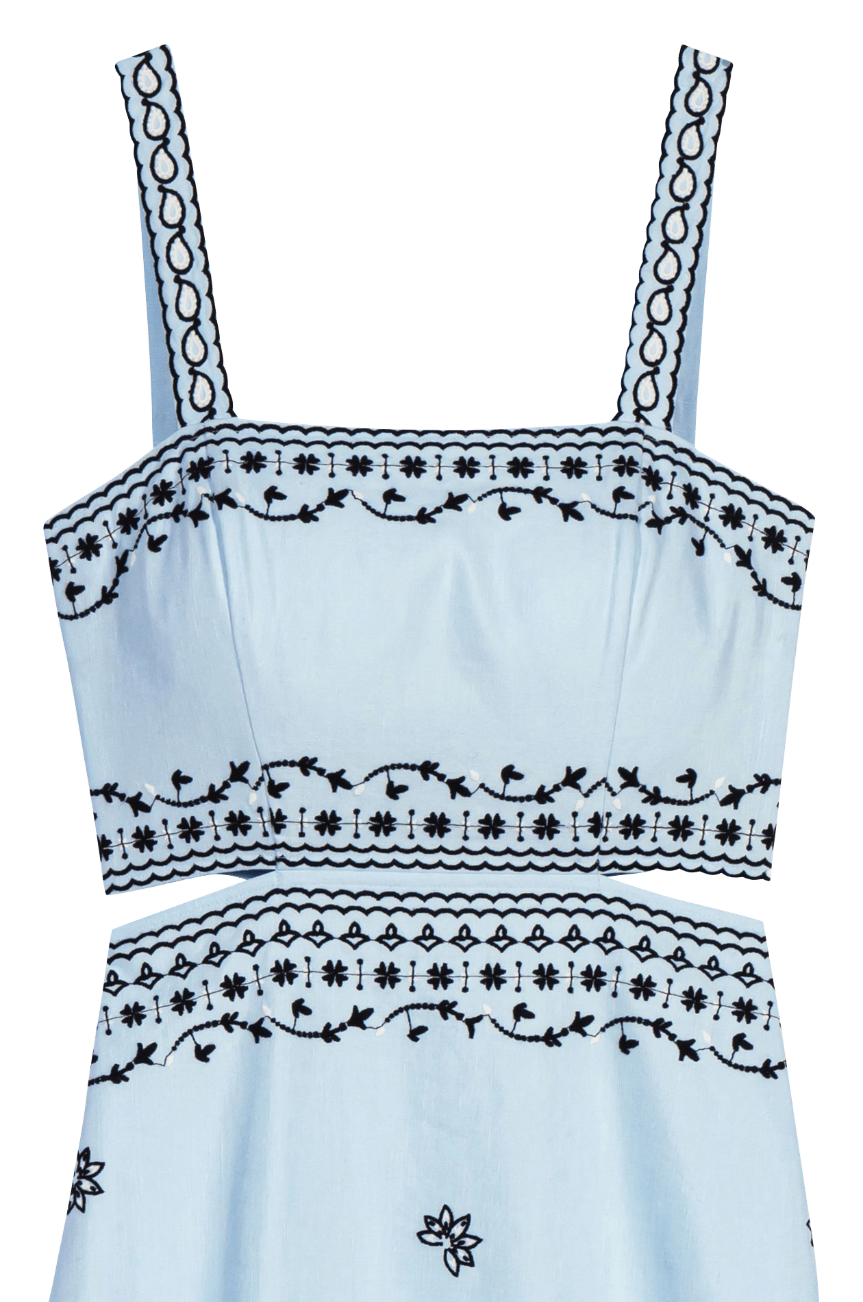 Robe longue évasée en lin mélangé MAJE Bleu