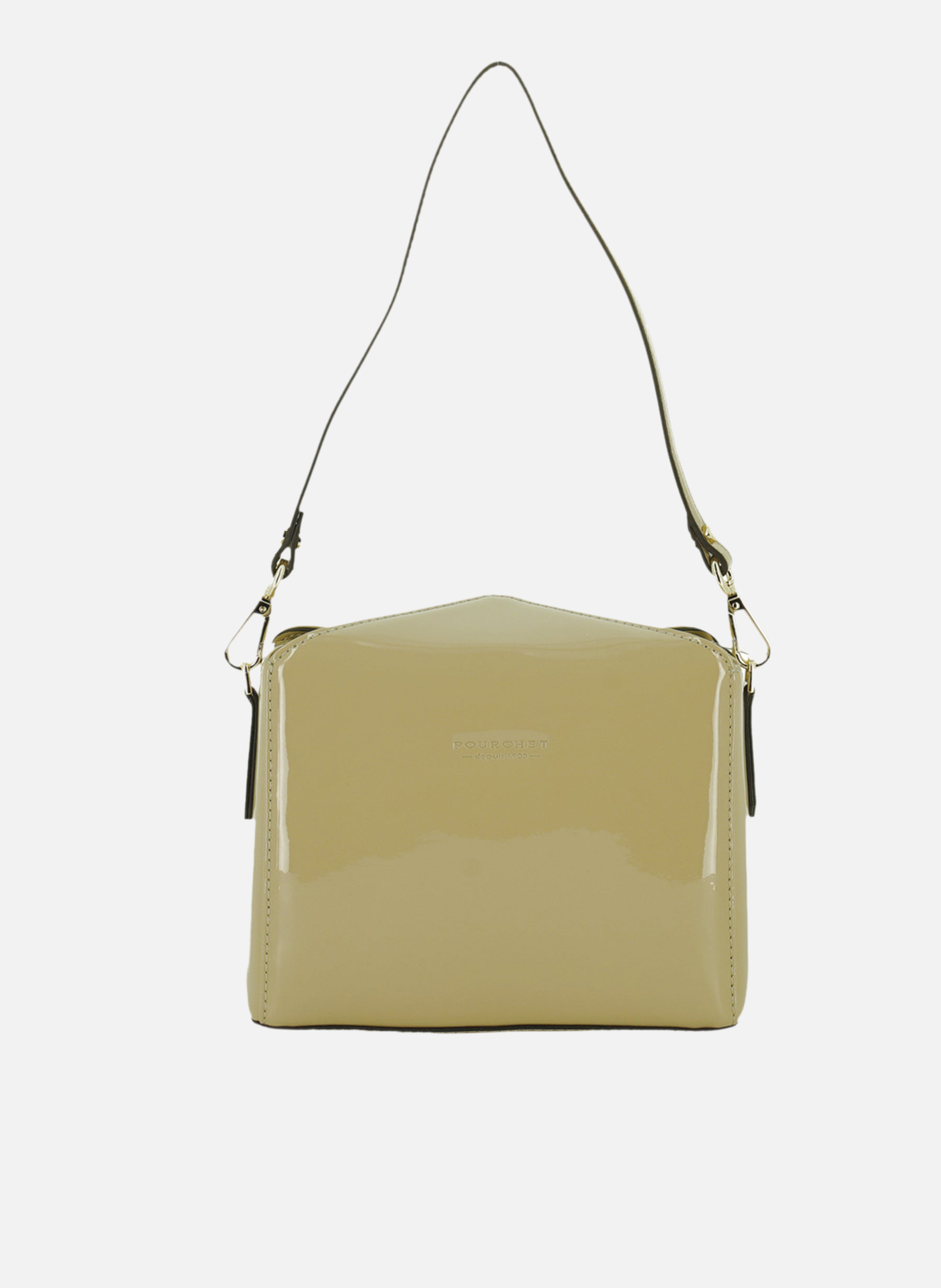 Cassetta vernis | sac porté épaule en cuir de vachette  Beige
