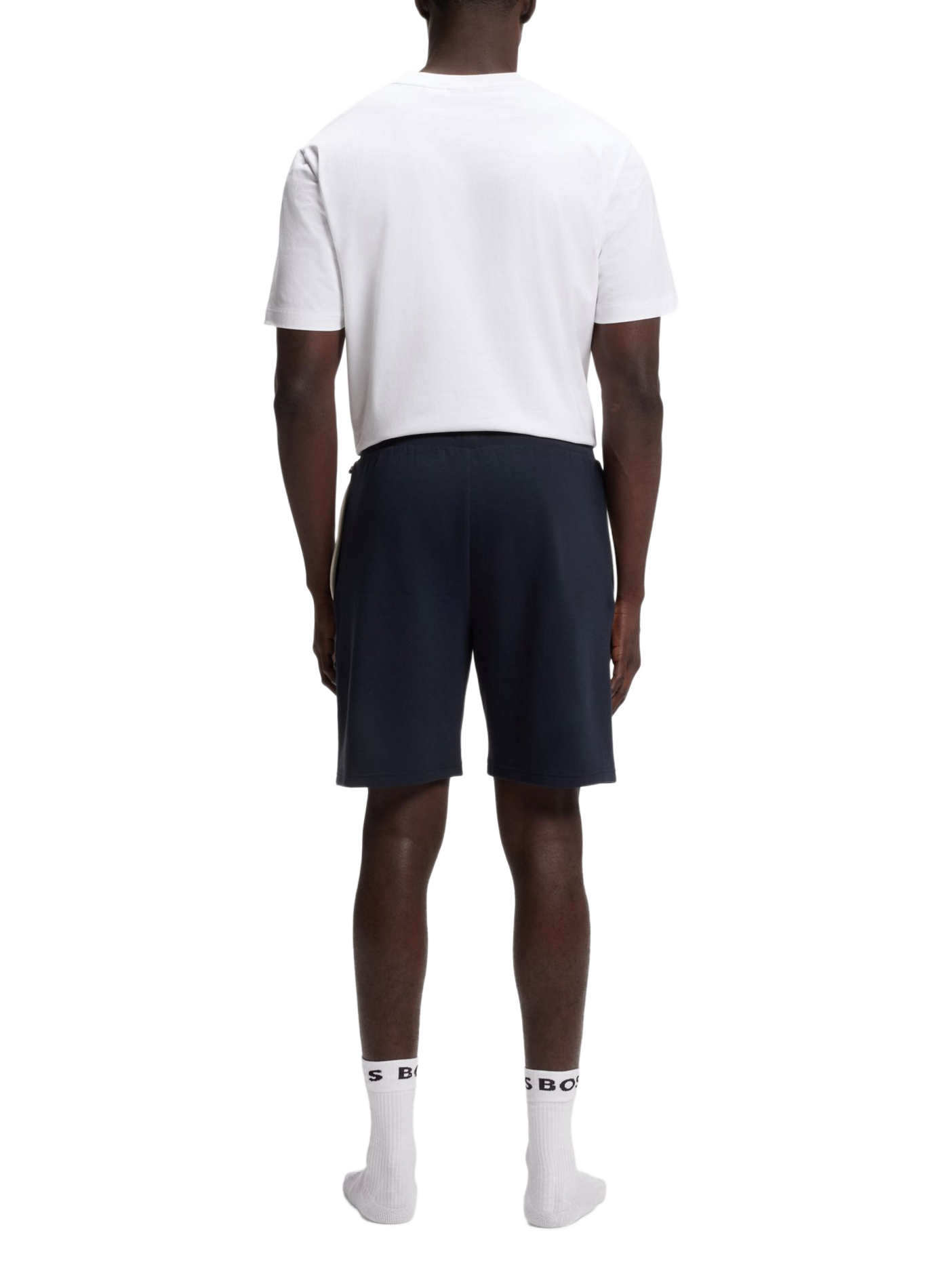 Bermudas rectos con logo en mezcla de algodón BOSS Azul