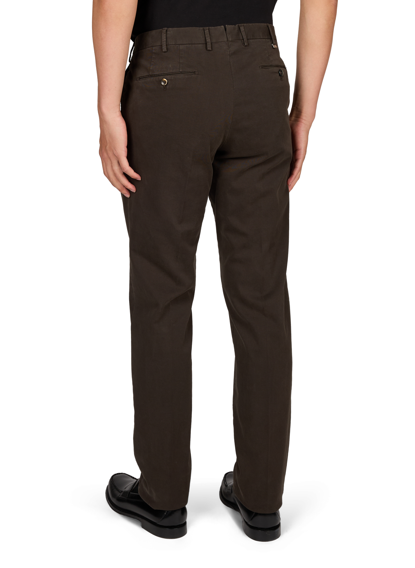 Schmale Hose mit Falten aus Baumwolle PT01 Khaki