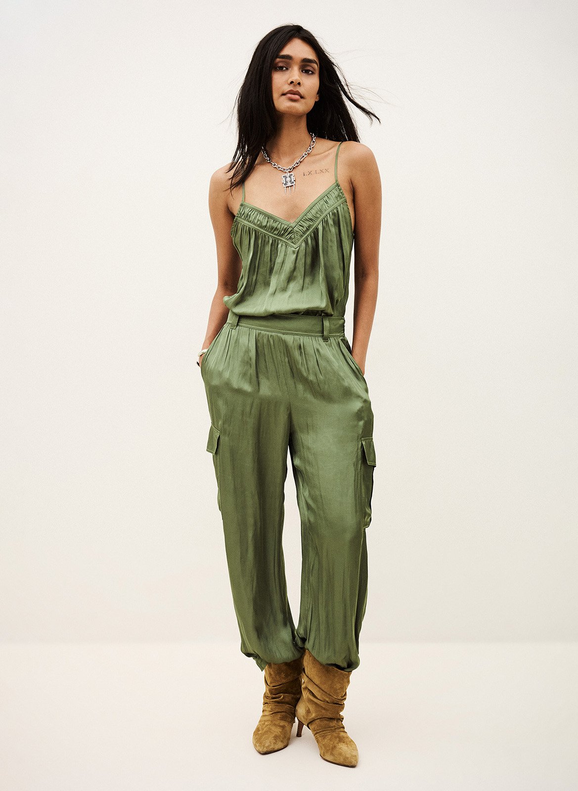 Top oversized V-hals Clovis BA&SH Kaki