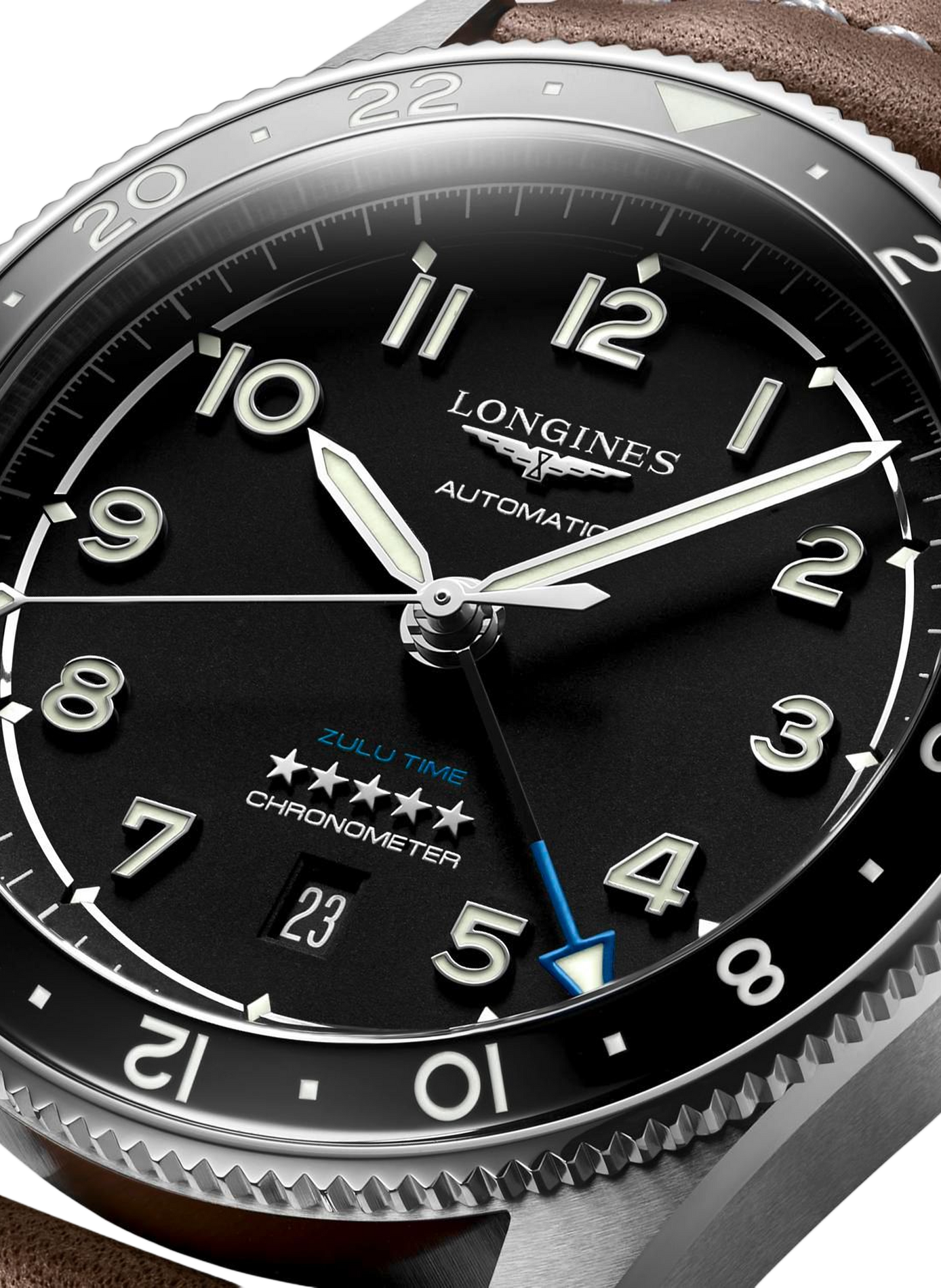 Montre automatique Longines Spirit en cuir LONGINES Noir