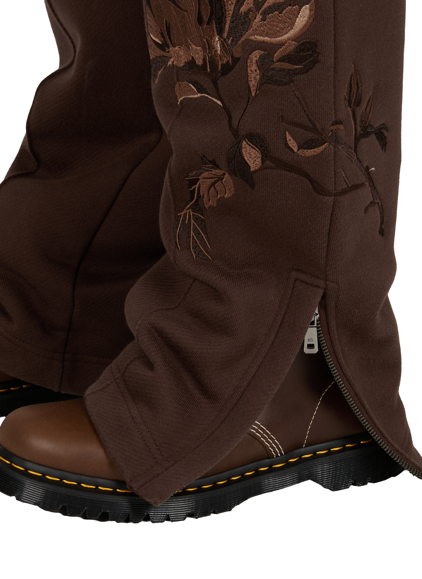 Wide leg embroidered cotton trousers | Brown ONLY THE BLIND Men