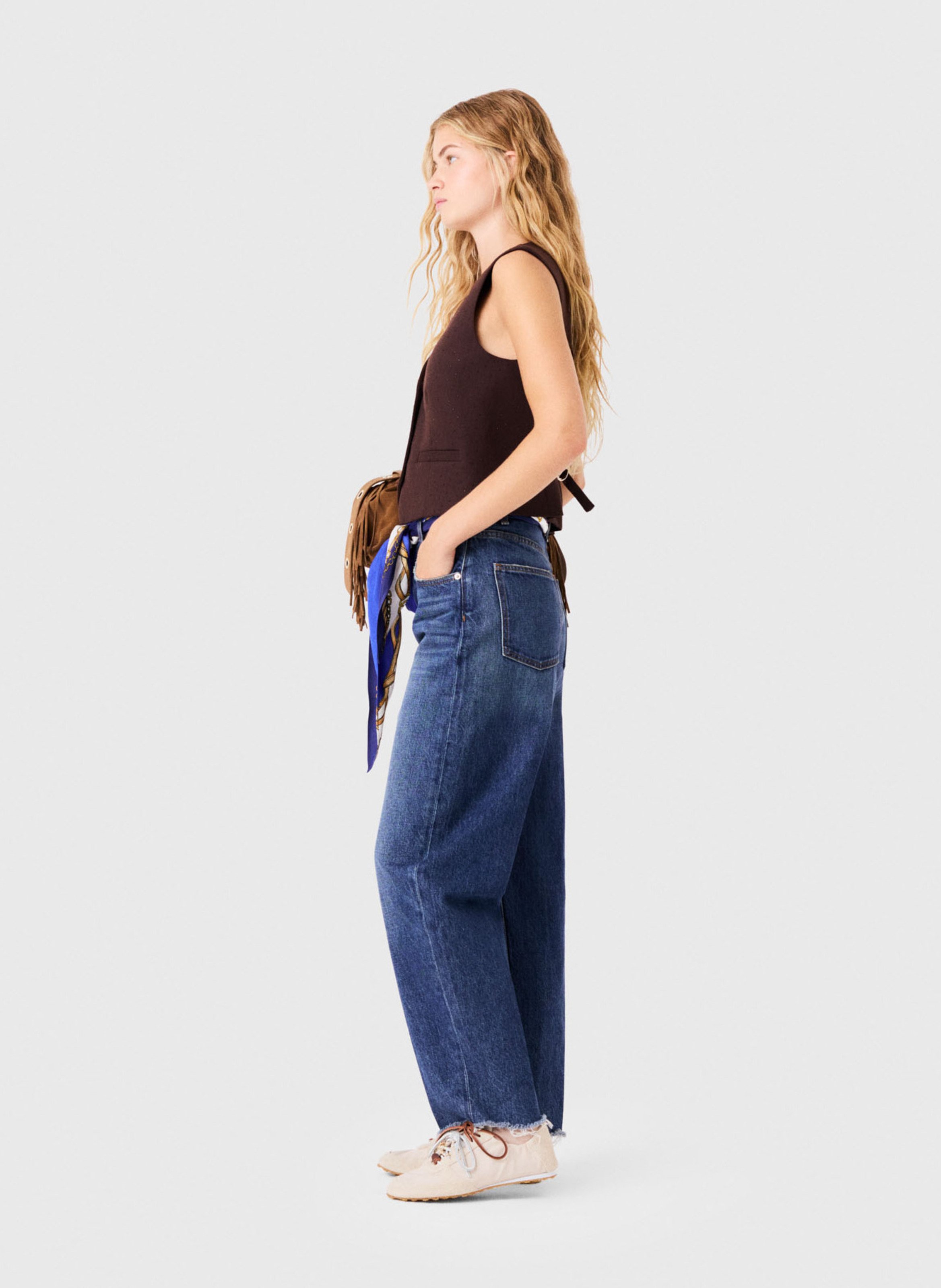 Jean barrel en coton MAJE Bleu