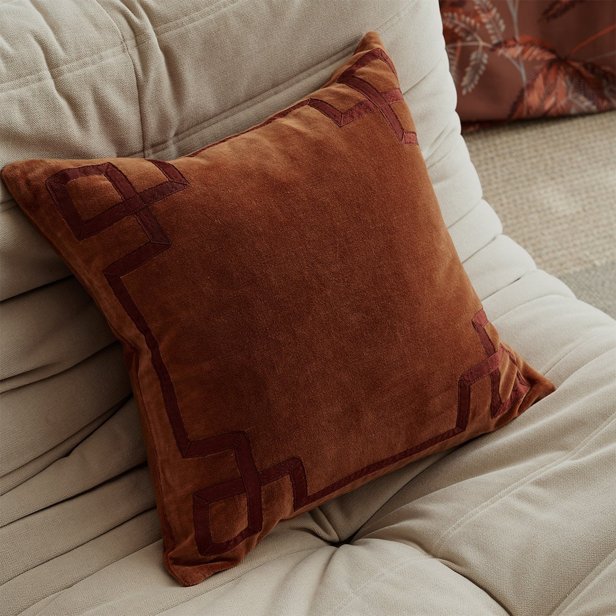 Housse de coussin en velours, calypso DESFORGES Marron