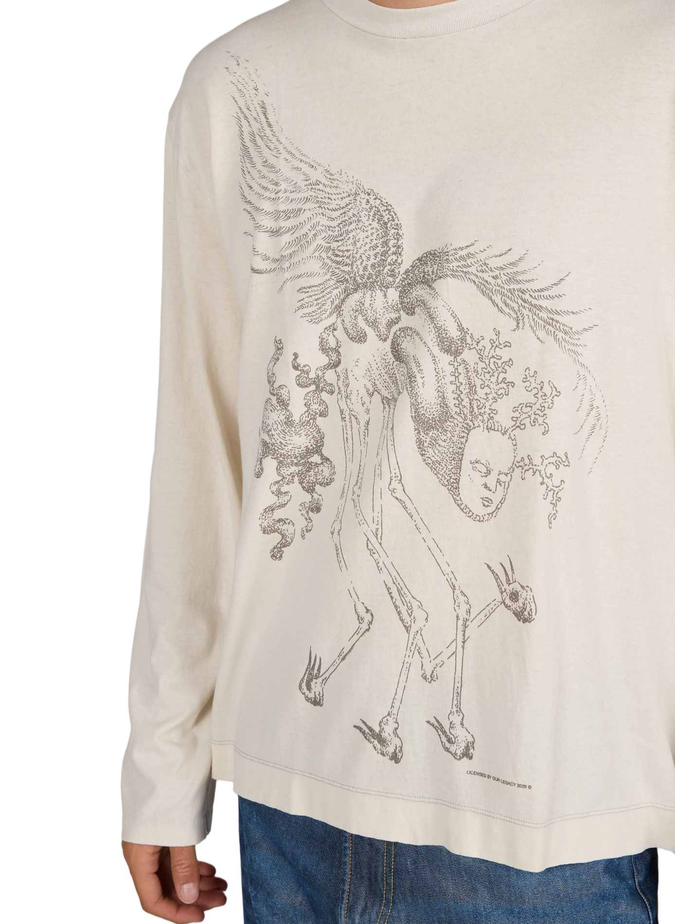 Straight fit round neck printed t-shirt OUR LEGACY Beige