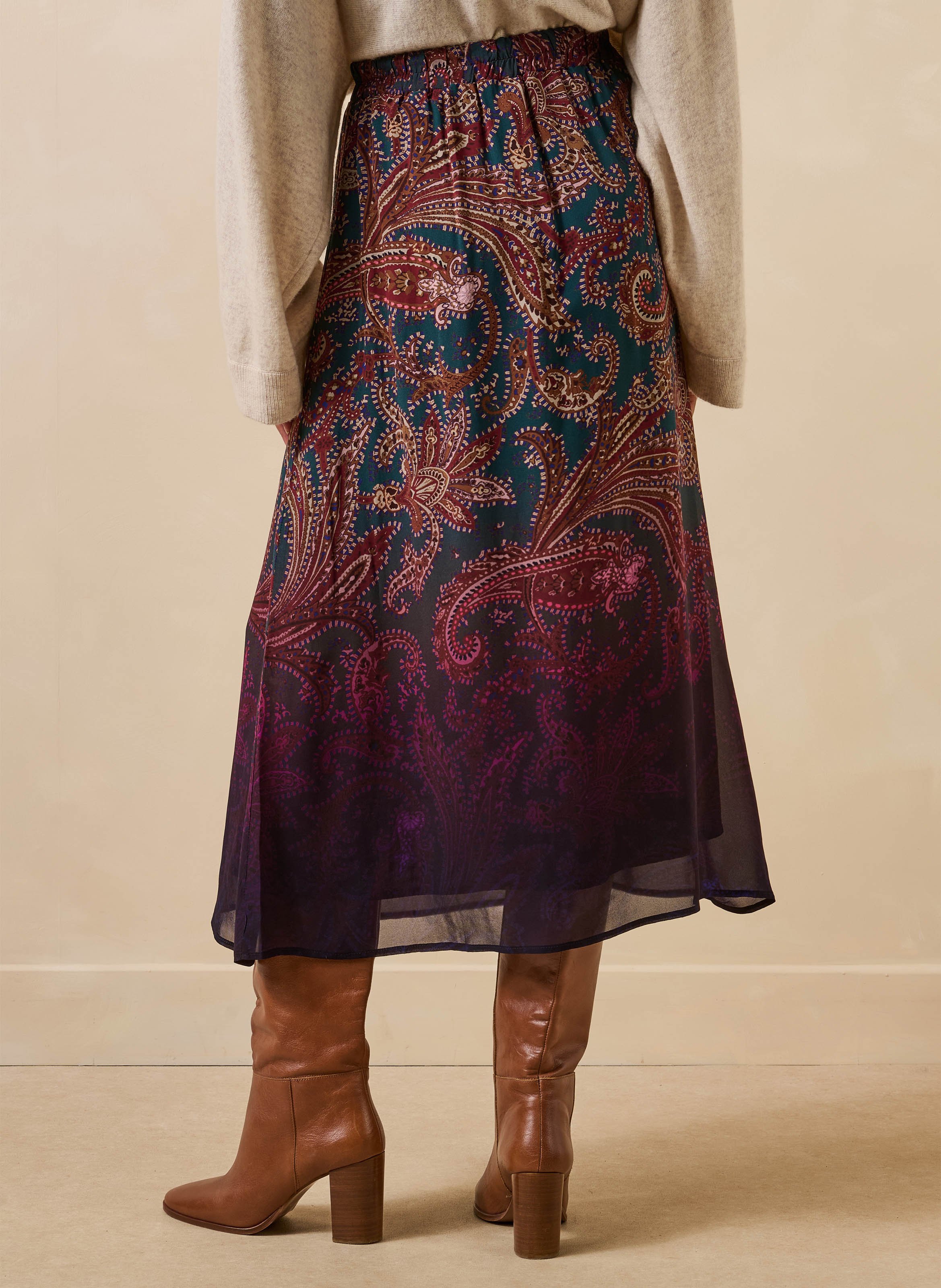 Uitlopende midi-rok met print LA FEE MARABOUTEE Blauw