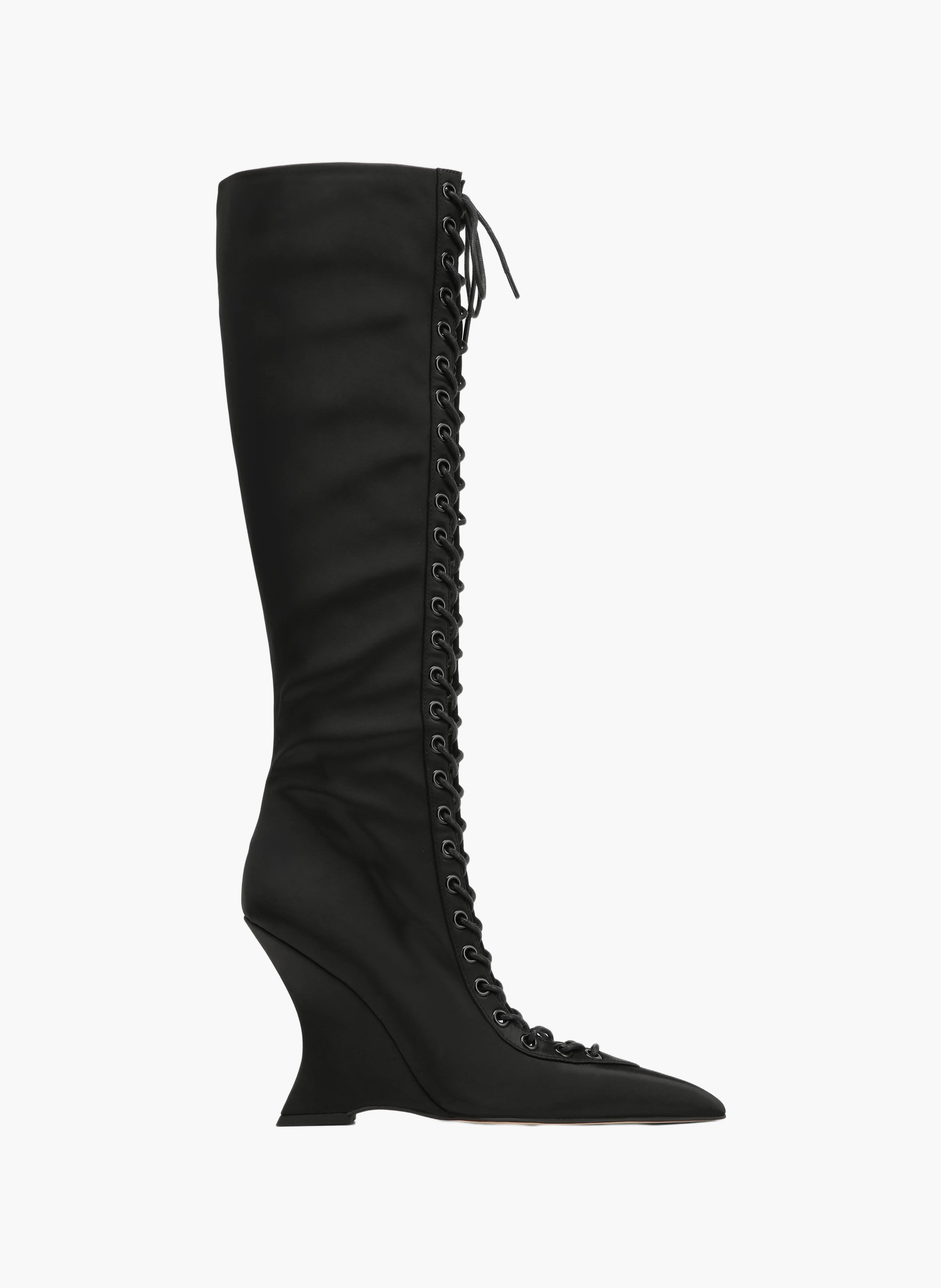 Bottes hautes lacy en satin NAKED WOLFE Noir