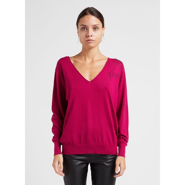 Pull col v à strass