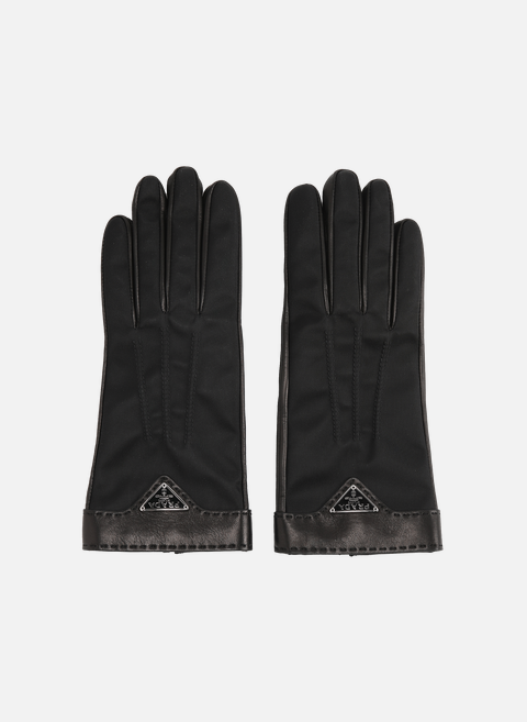 Handschuhe aus zwei Materialien SchwarzPRADA 