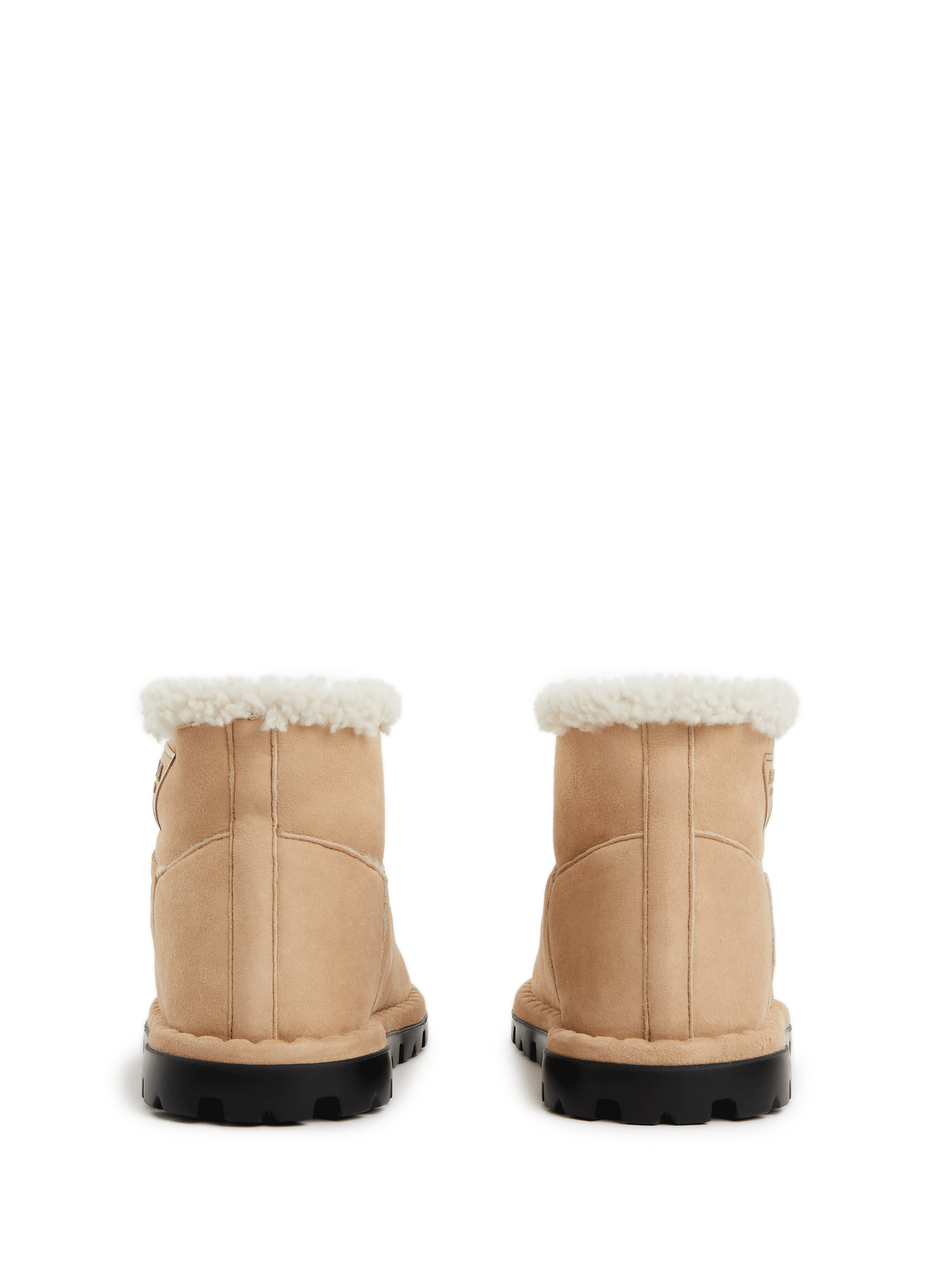 Fur-lined suede ankle boots PRADA Beige