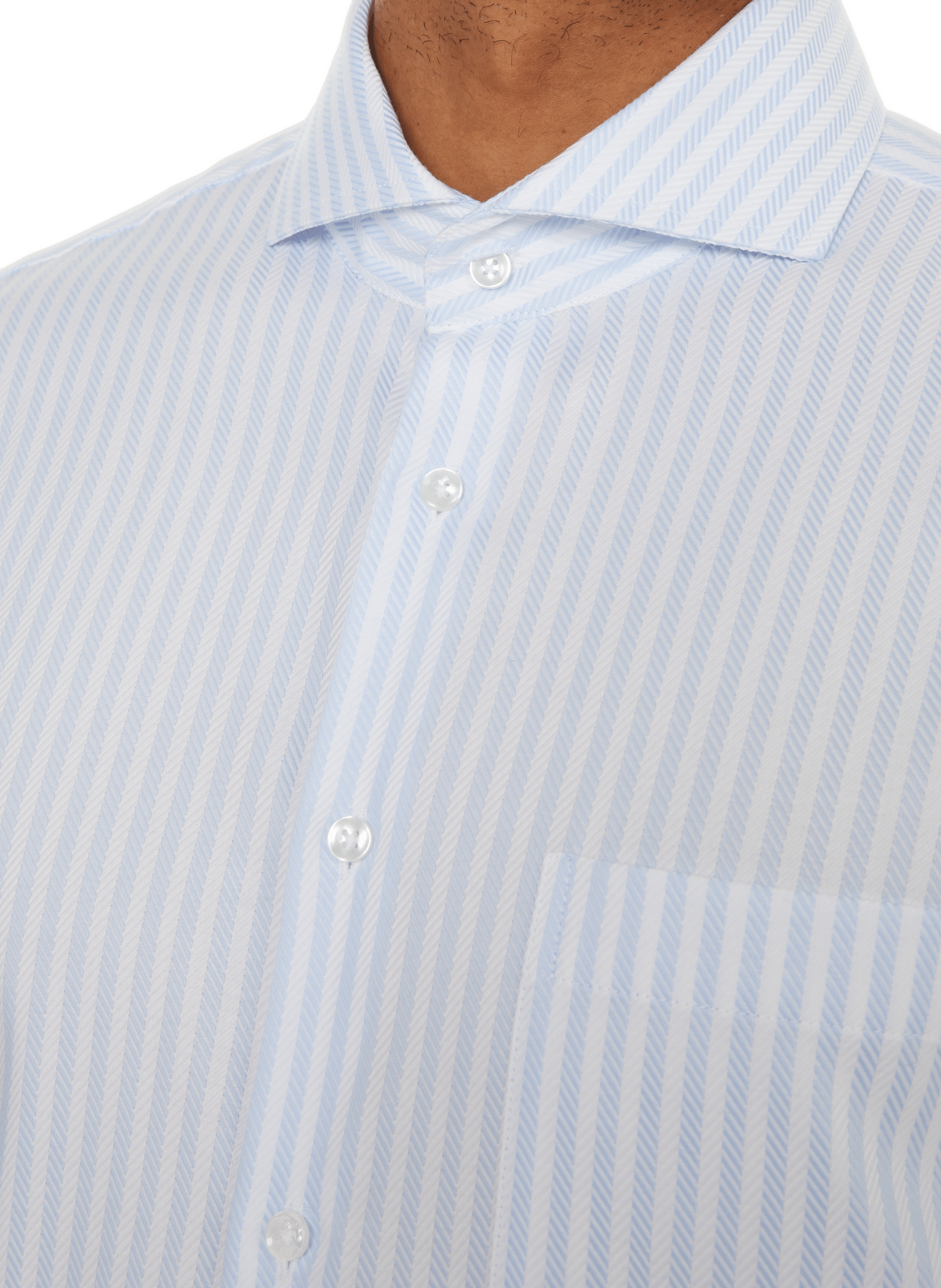 Chemise droite rayée en coton Bleu