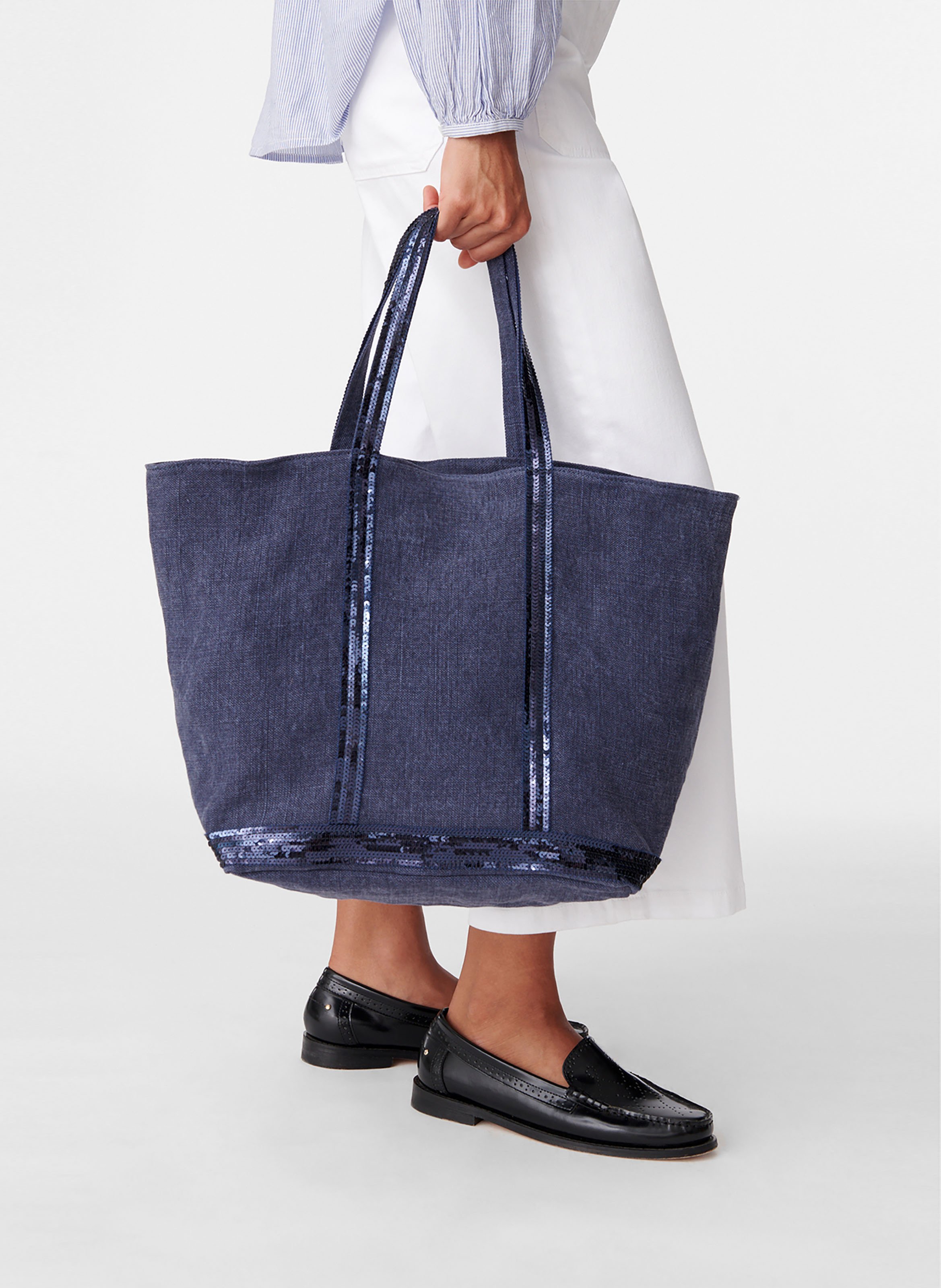 Cabas l zippé en lin VANESSA BRUNO Bleu