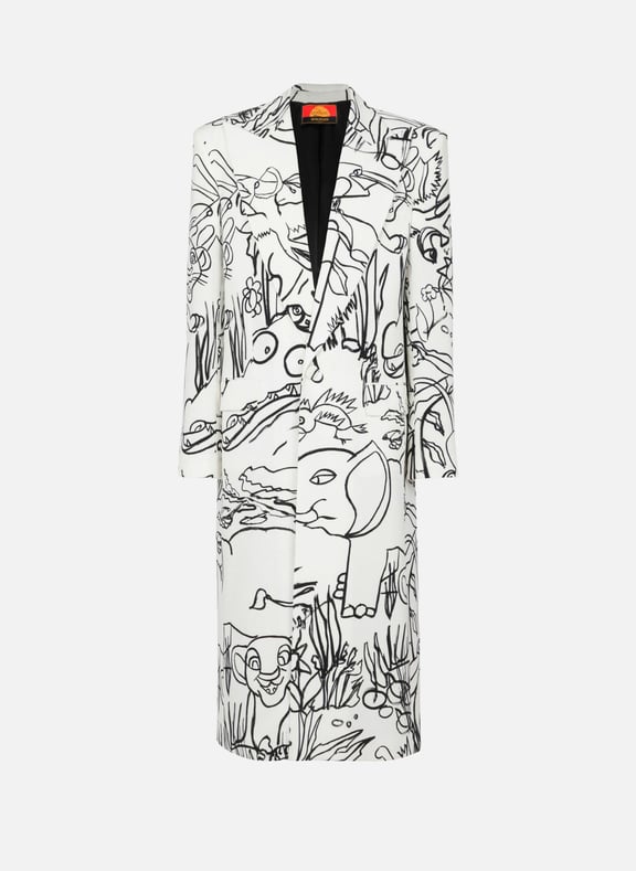 Disney x balmain : the lion king - manteau long en crêpe imprimé enfant précoce Blanc by BALMAIN BALMAIN Disney x balmain : the lion king - manteau long en crêpe imprimé enfant précoce Blanc