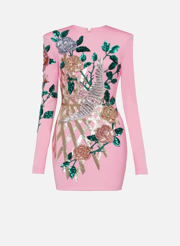 Robe brodée roses Rose by BALMAIN BALMAIN Robe brodée roses Rose