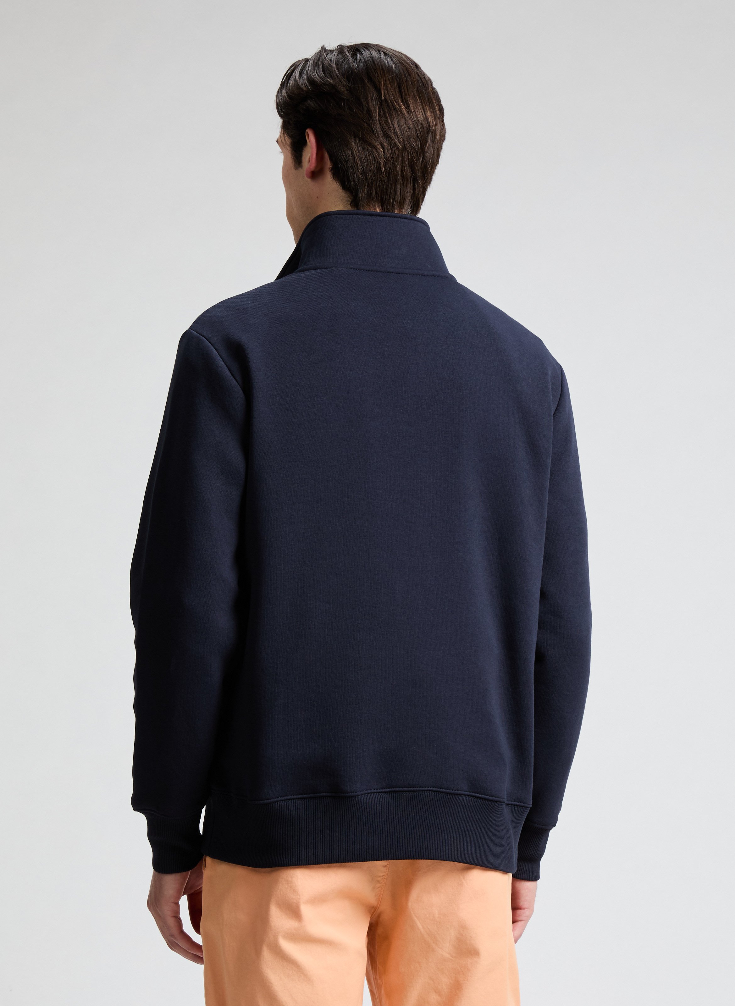 Straight embroidered sweatshirt in mixed cotton Blue