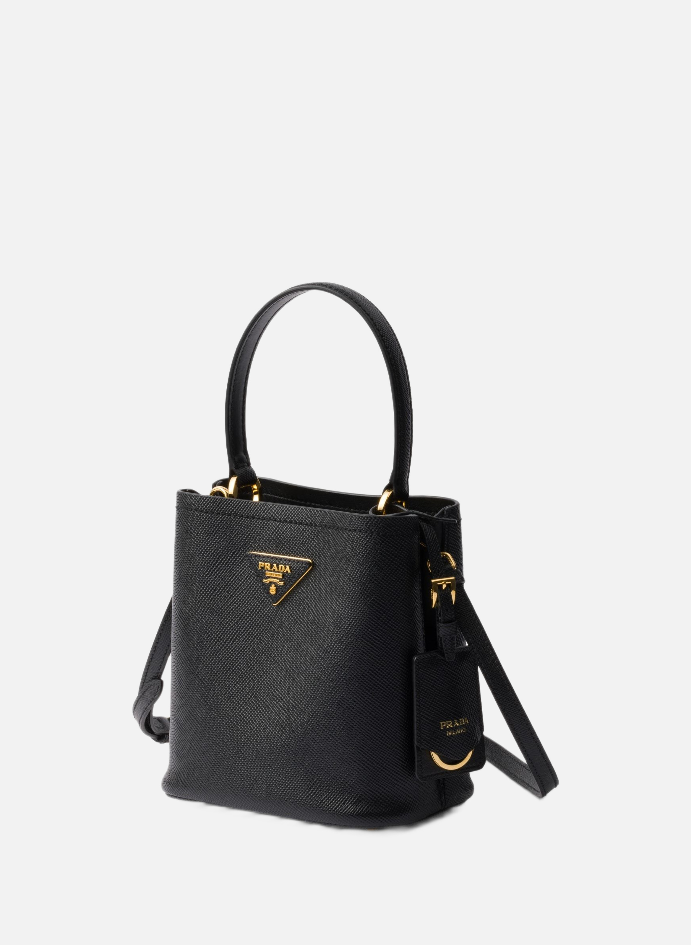 Mini sac prada panier en cuir saffiano PRADA Noir