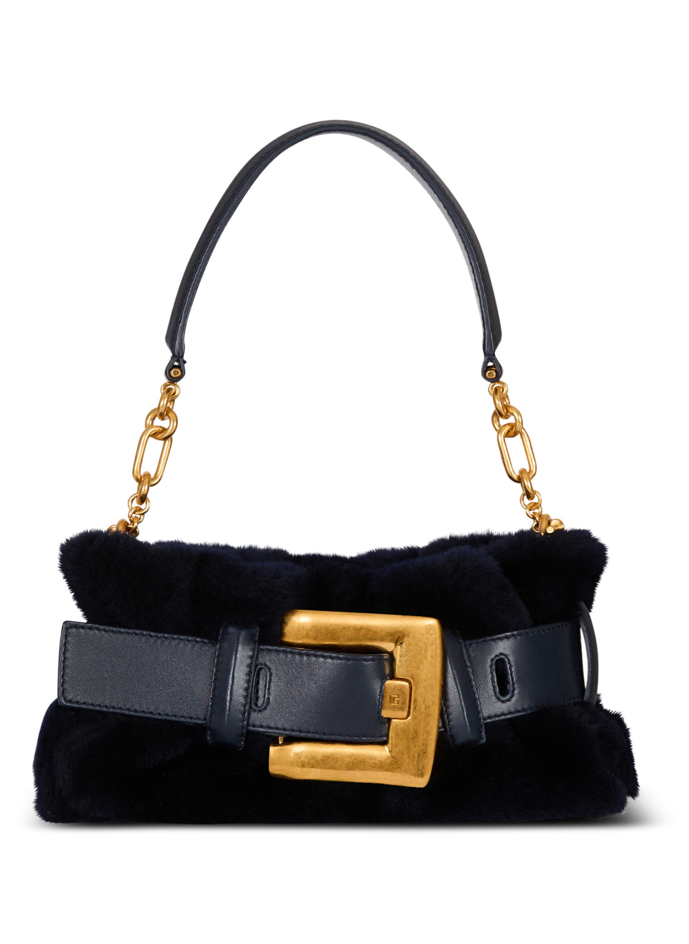 Sac anthem mini en shearling BALMAIN Bleu