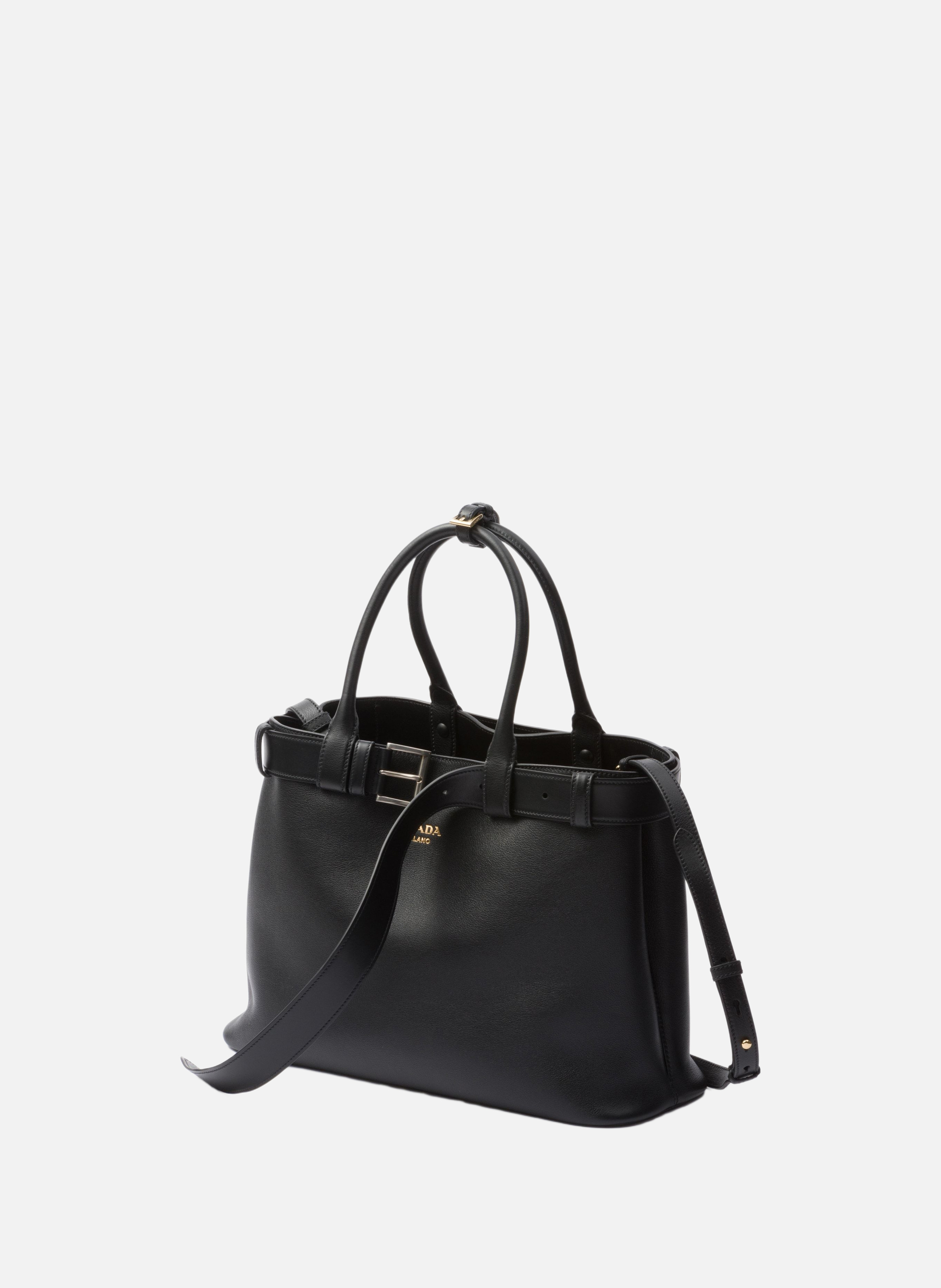 Grand sac à main prada buckle en cuir avec ceintur PRADA Noir